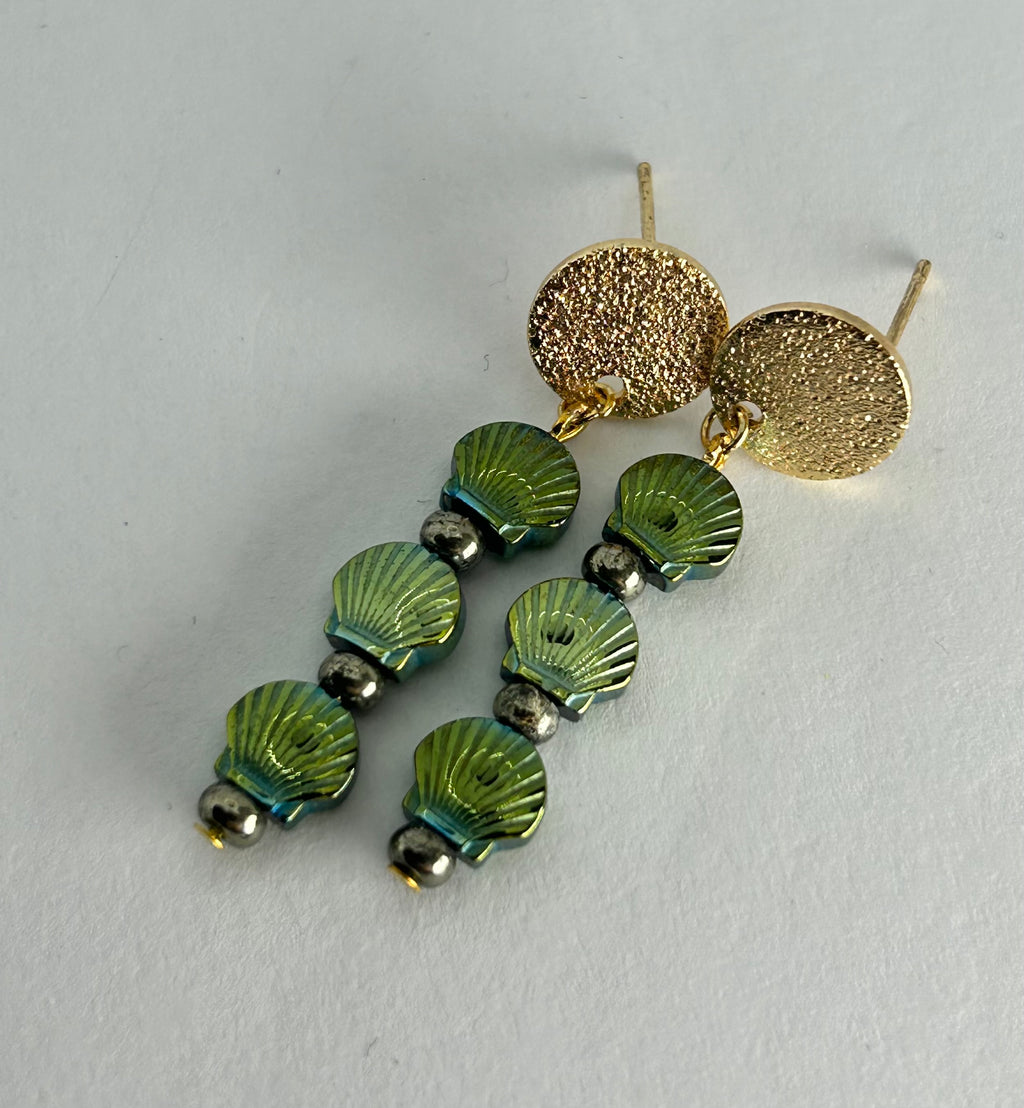 Hematite Shell & Pyrite on Gold Plate