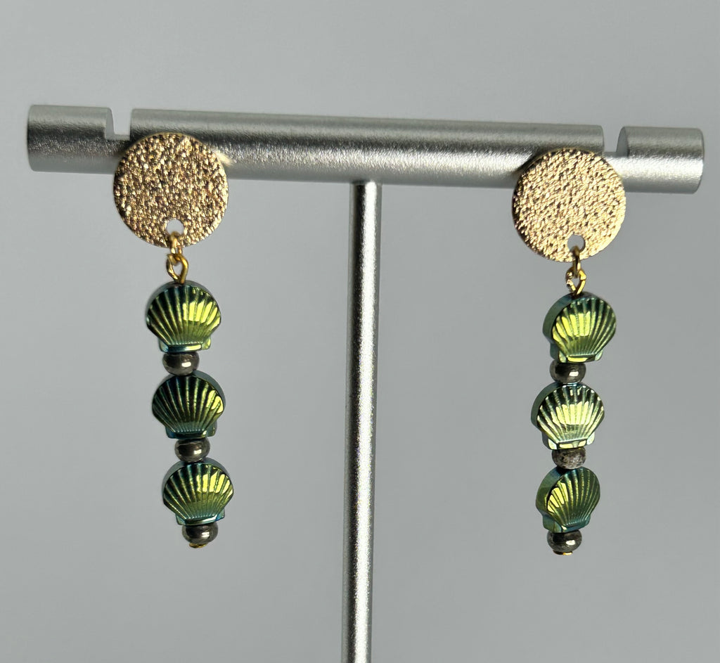 Hematite Shell & Pyrite on Gold Plate