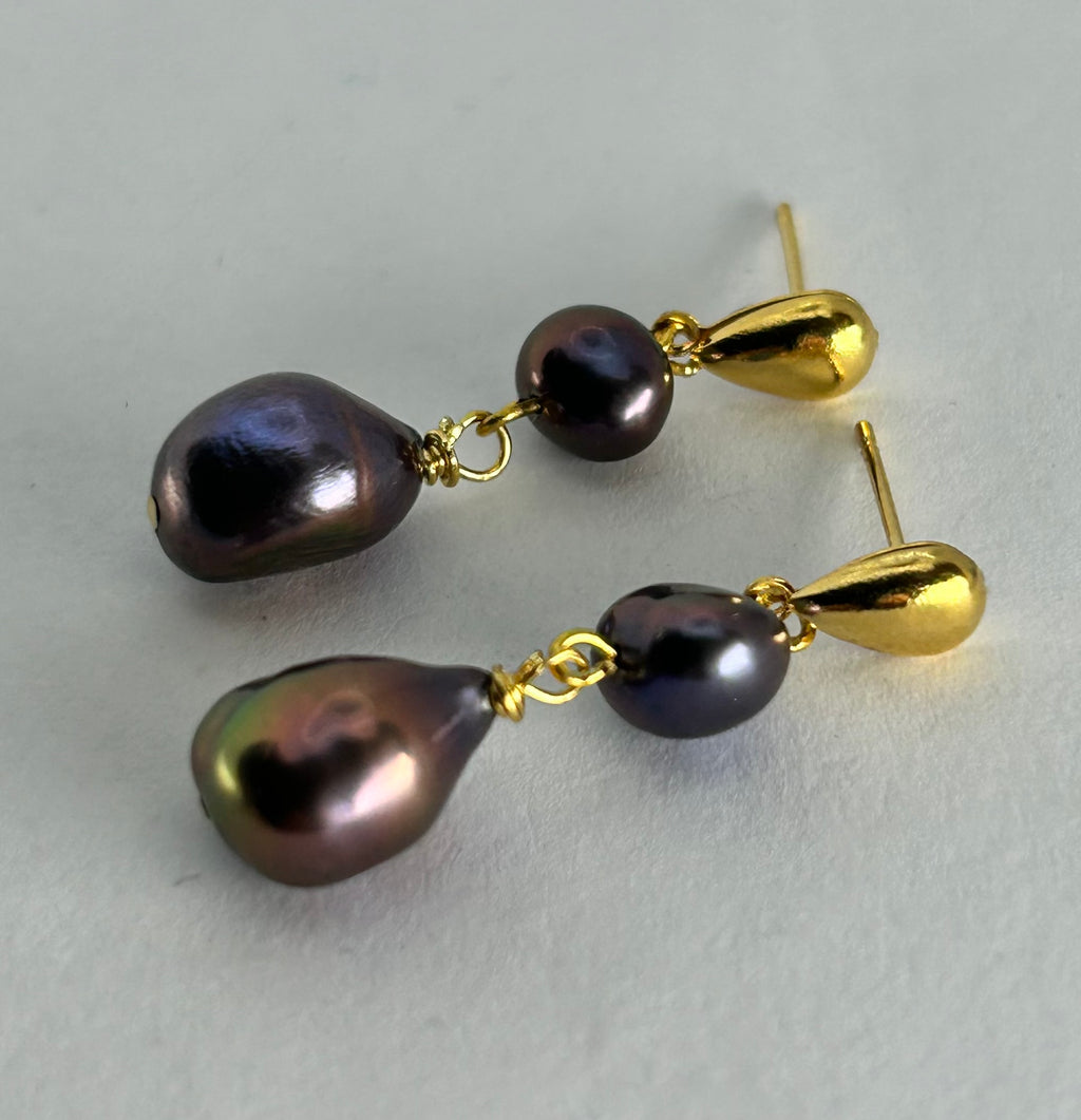 Peacock Pearls on Gold Plate