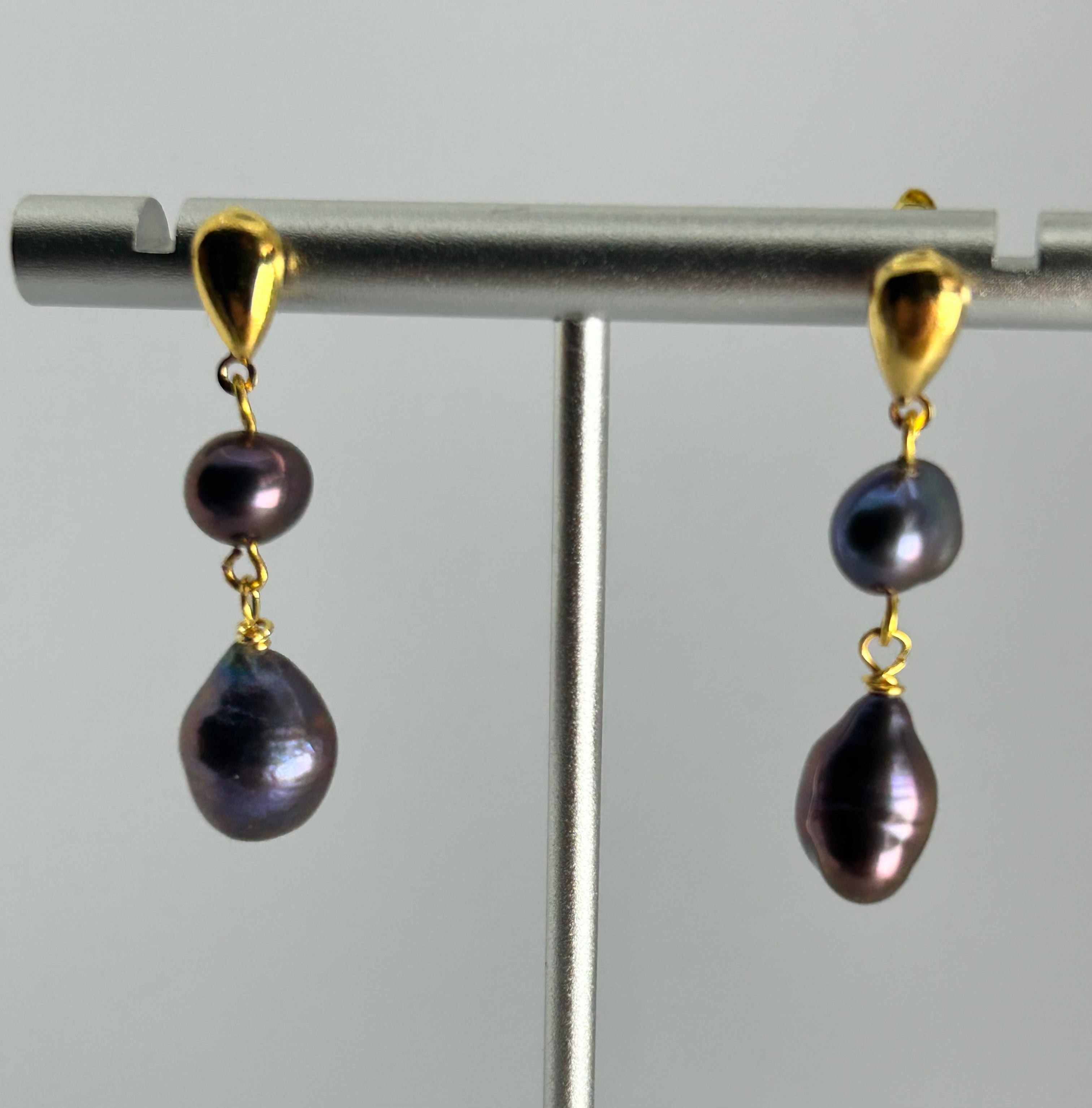 Peacock Pearls on Gold Plate