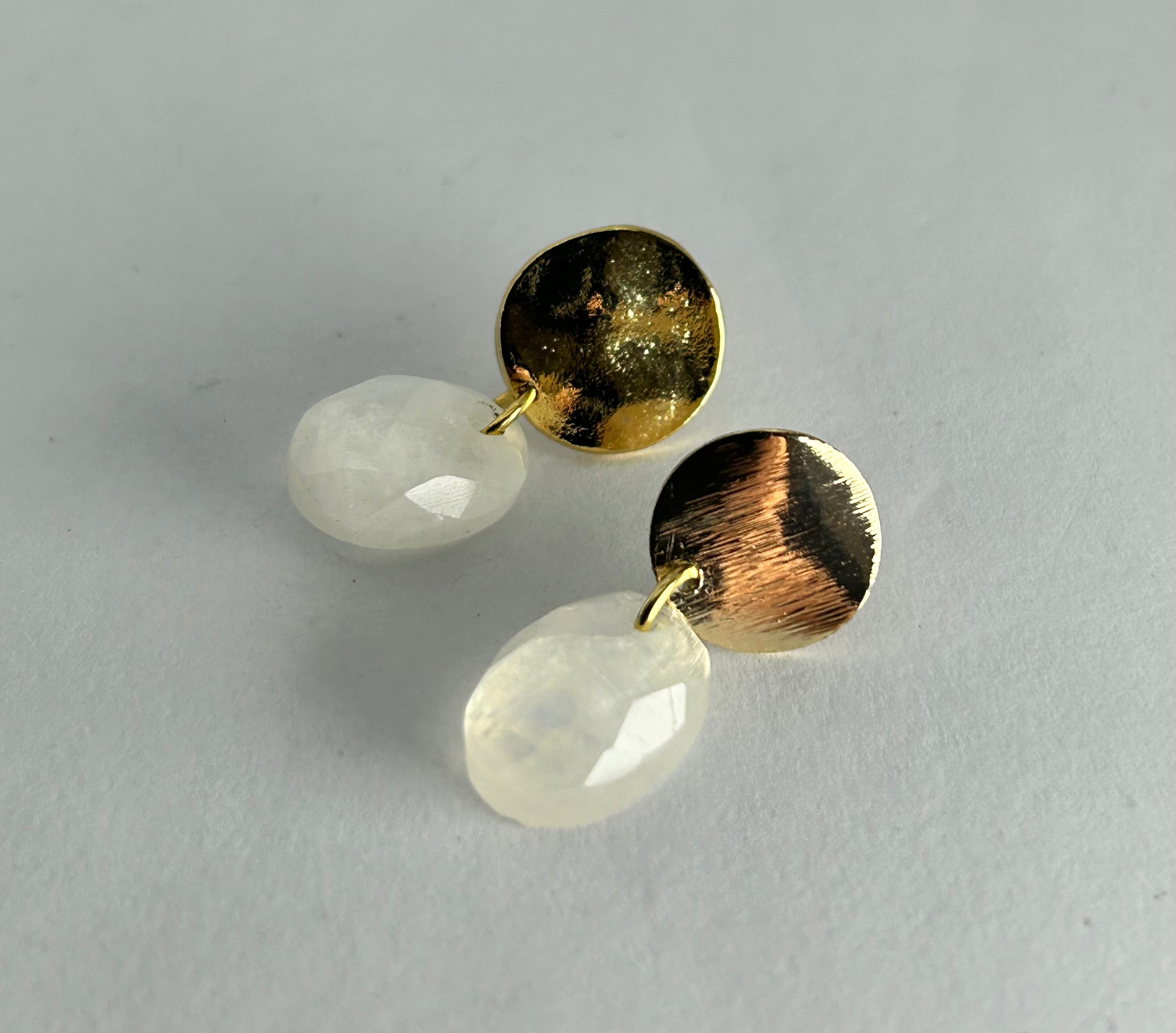 Rainbow Moonstone on Gold Plate