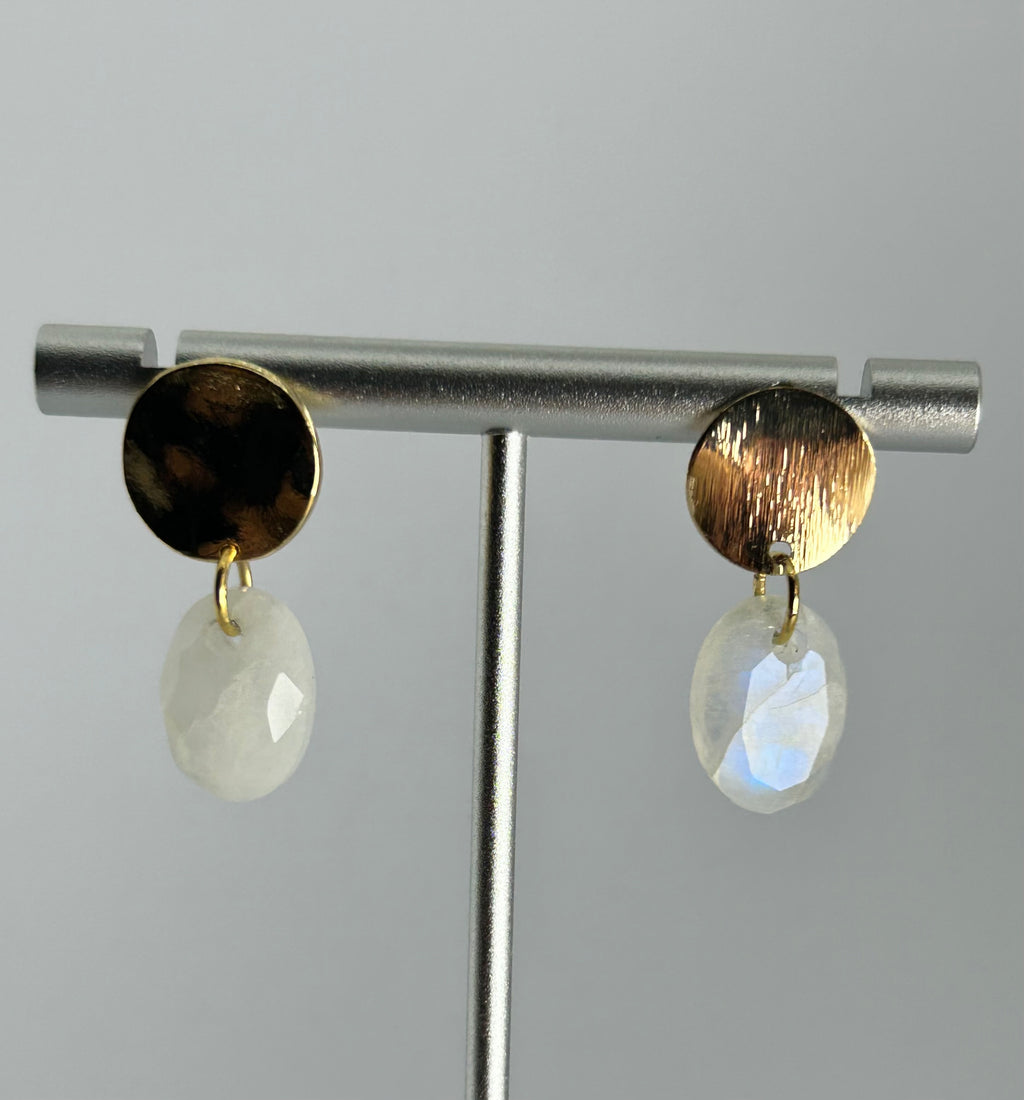 Rainbow Moonstone on Gold Plate