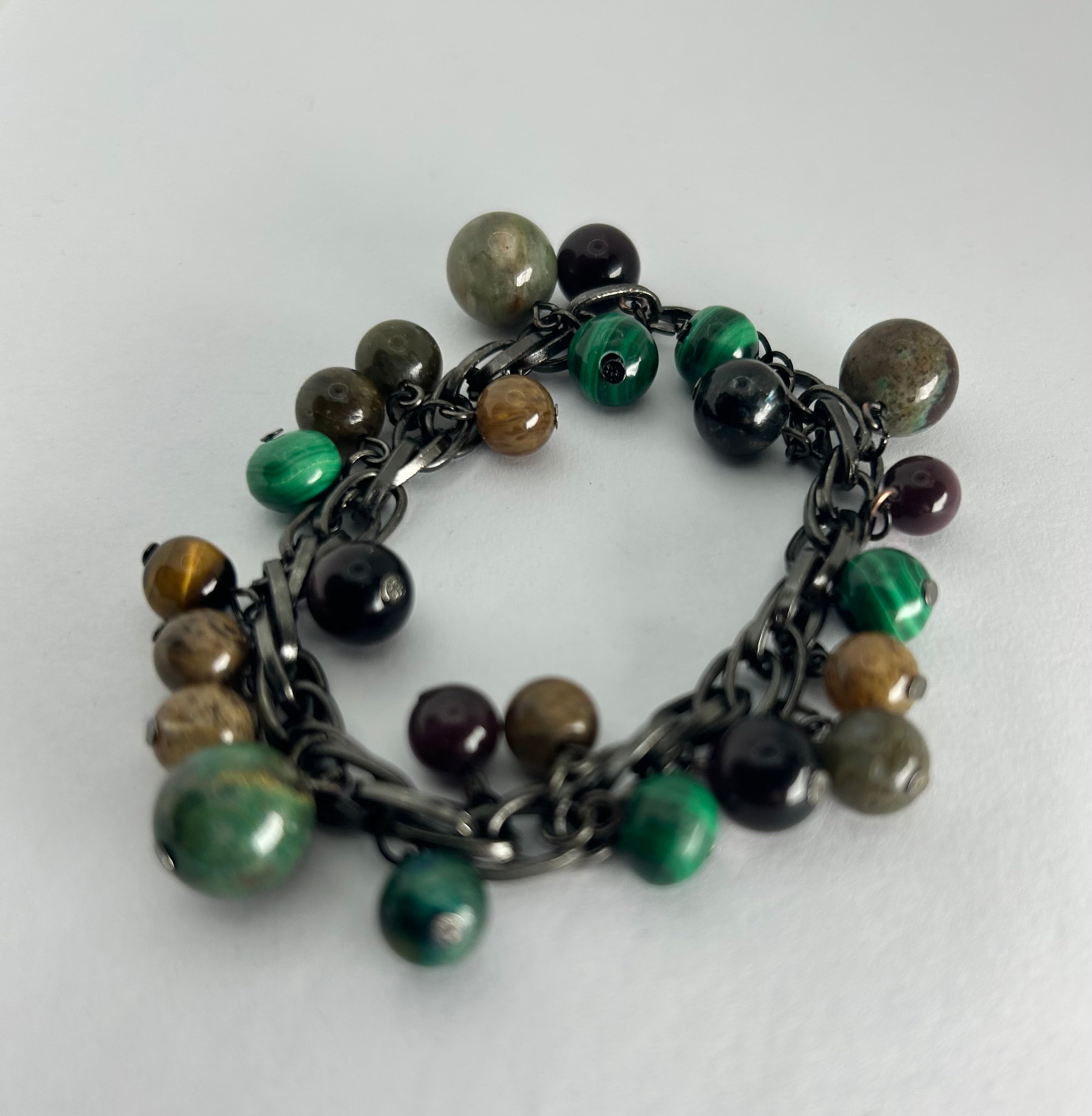 Agate, Malachite & Tiger's Eye Cluster Bracelet