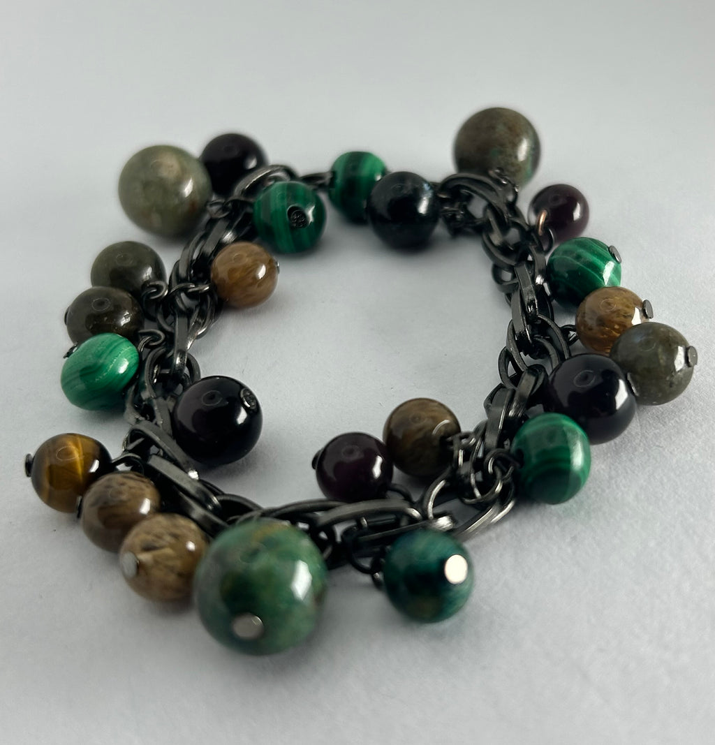Agate, Malachite & Tiger's Eye Cluster Bracelet