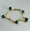 African Turquoise on Gold Plate Coin Bracelet
