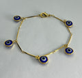 Glass Eye Charms on 24ct Gold Plate Bracelet