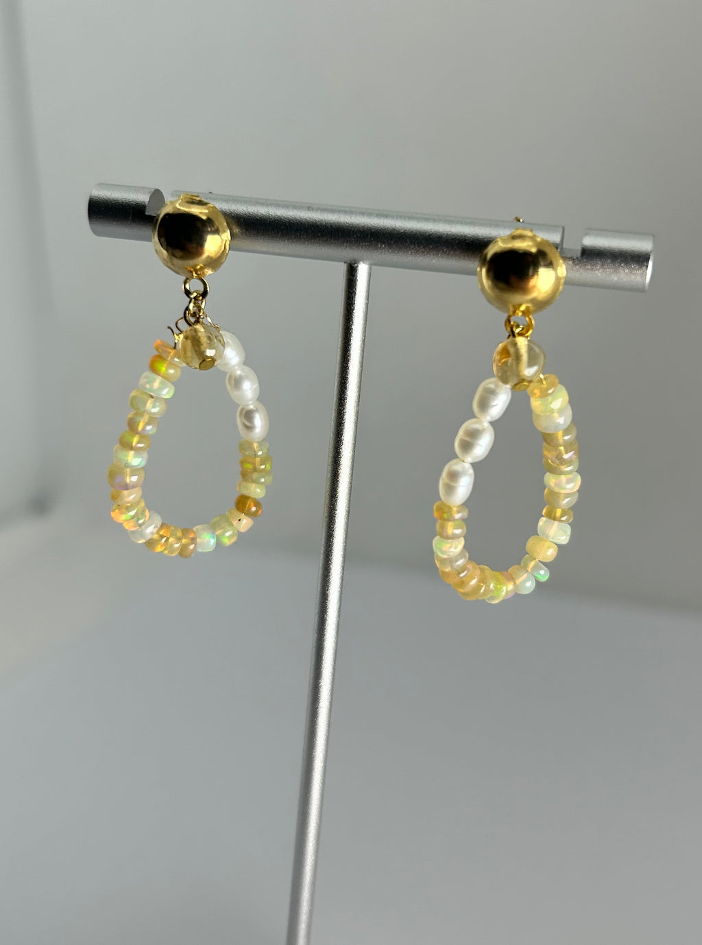 Opal, Rice Pearl & Citrine on Gold Plate