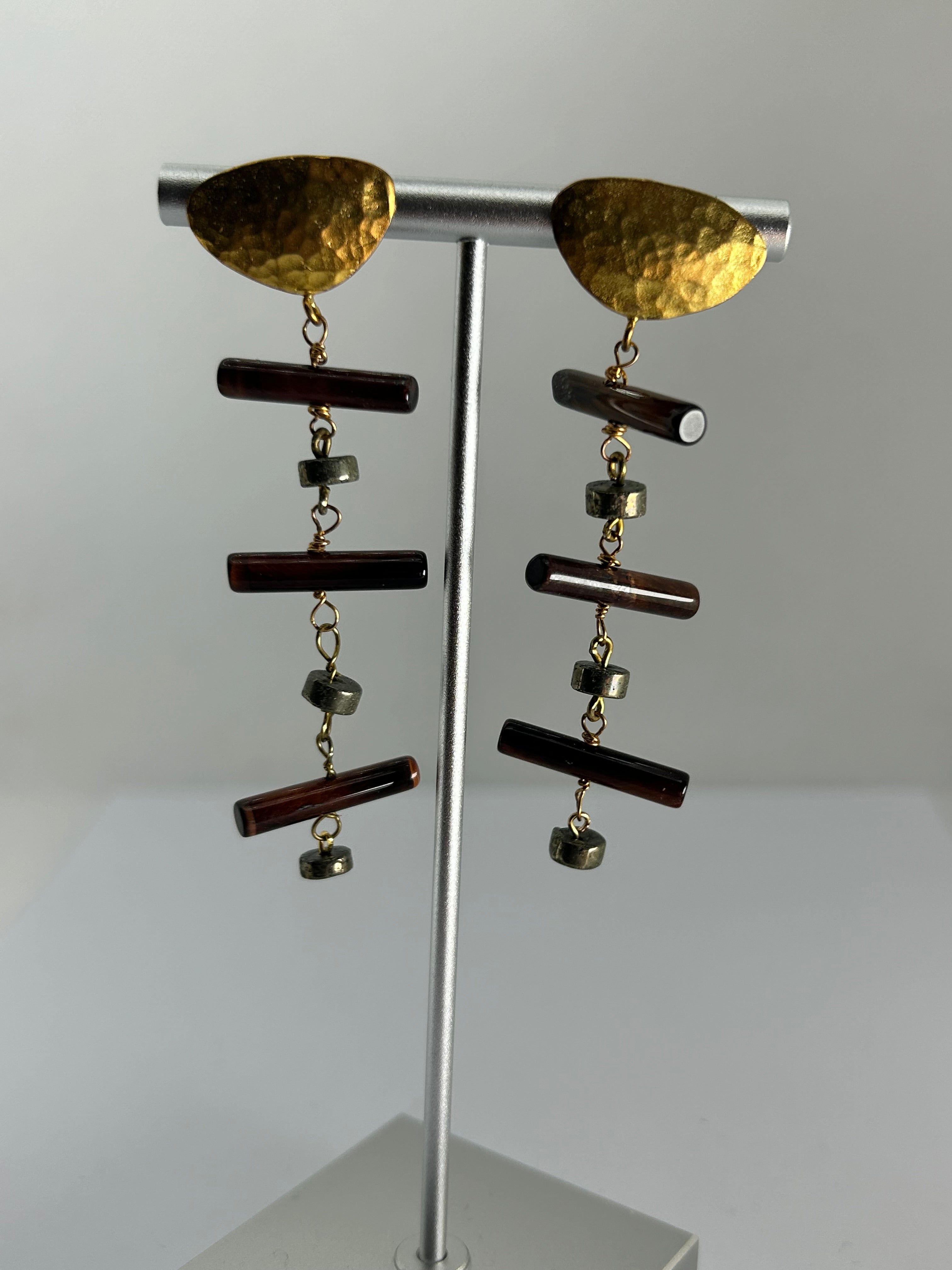 Tiger's Eye & Pyrite on Brass