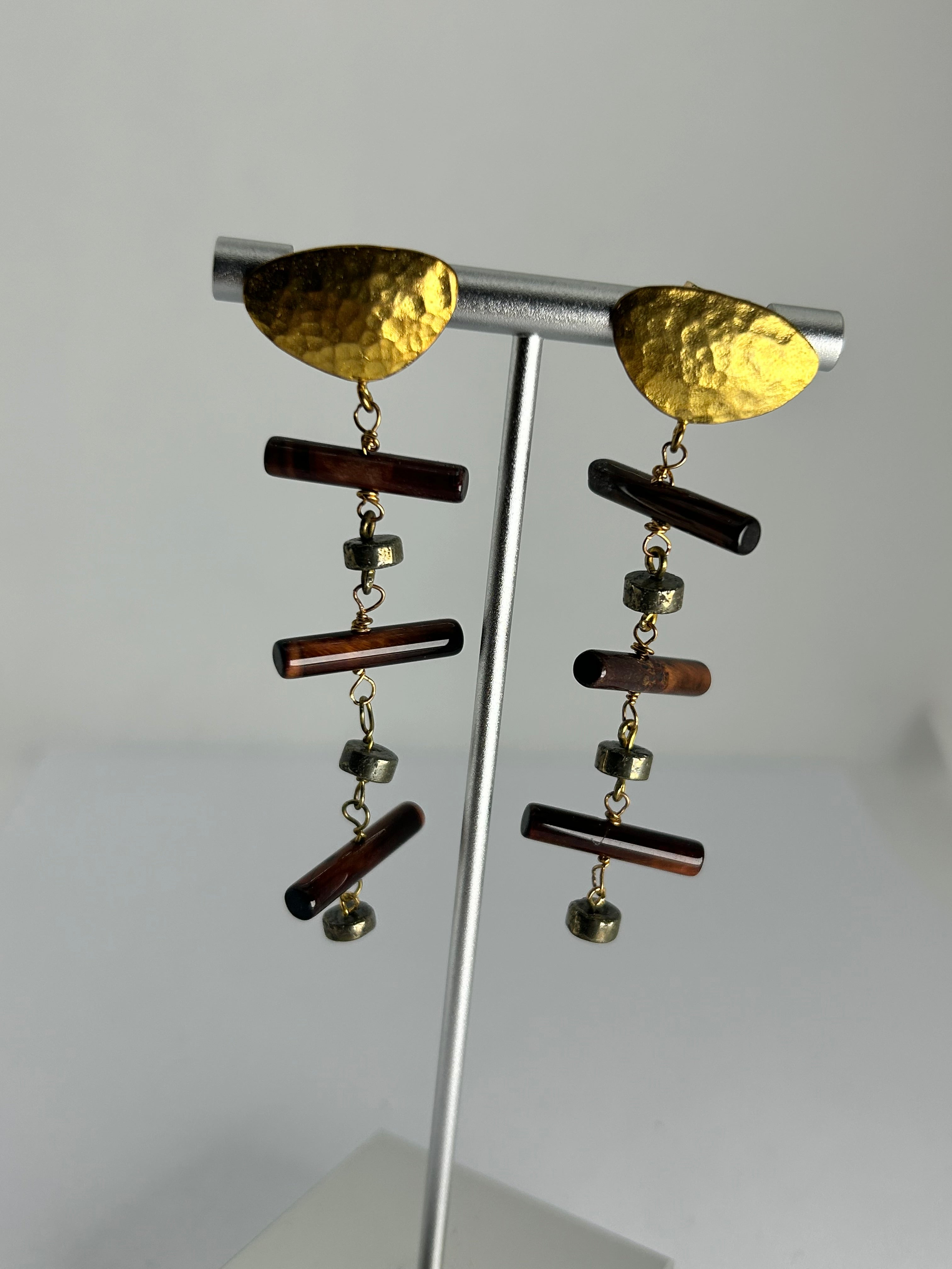 Tiger's Eye & Pyrite on Brass