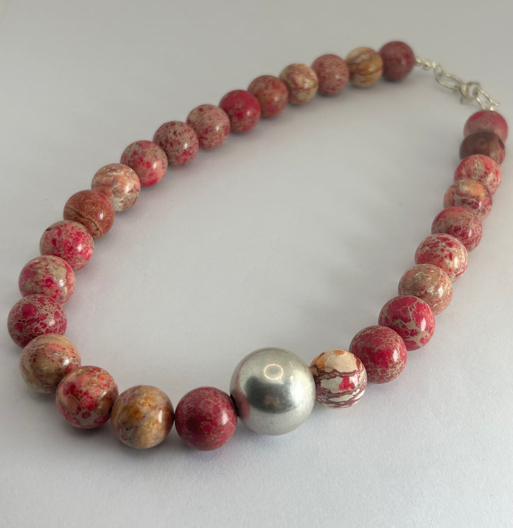 Large Pink Imperial Jasper Necklace