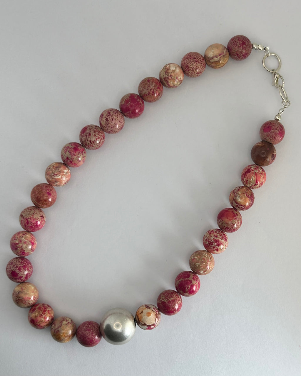 Large Pink Imperial Jasper Necklace