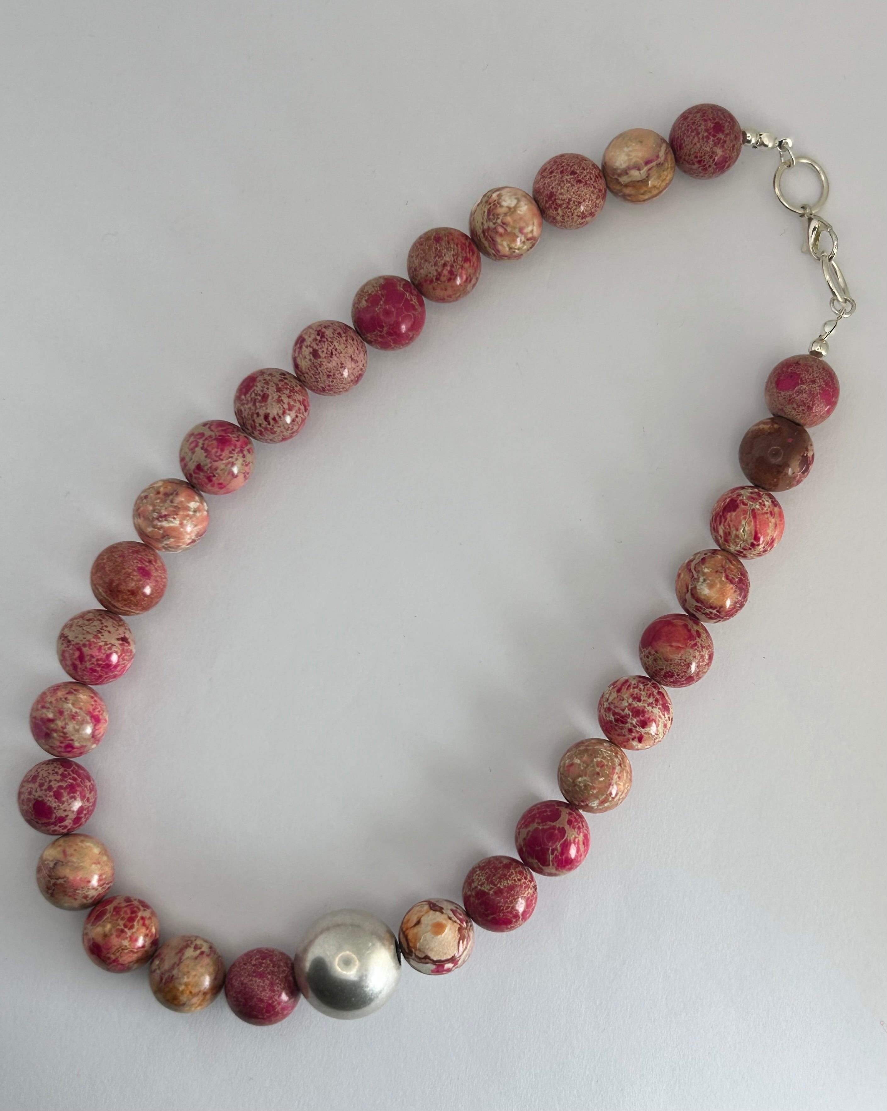 Large Pink Imperial Jasper Necklace