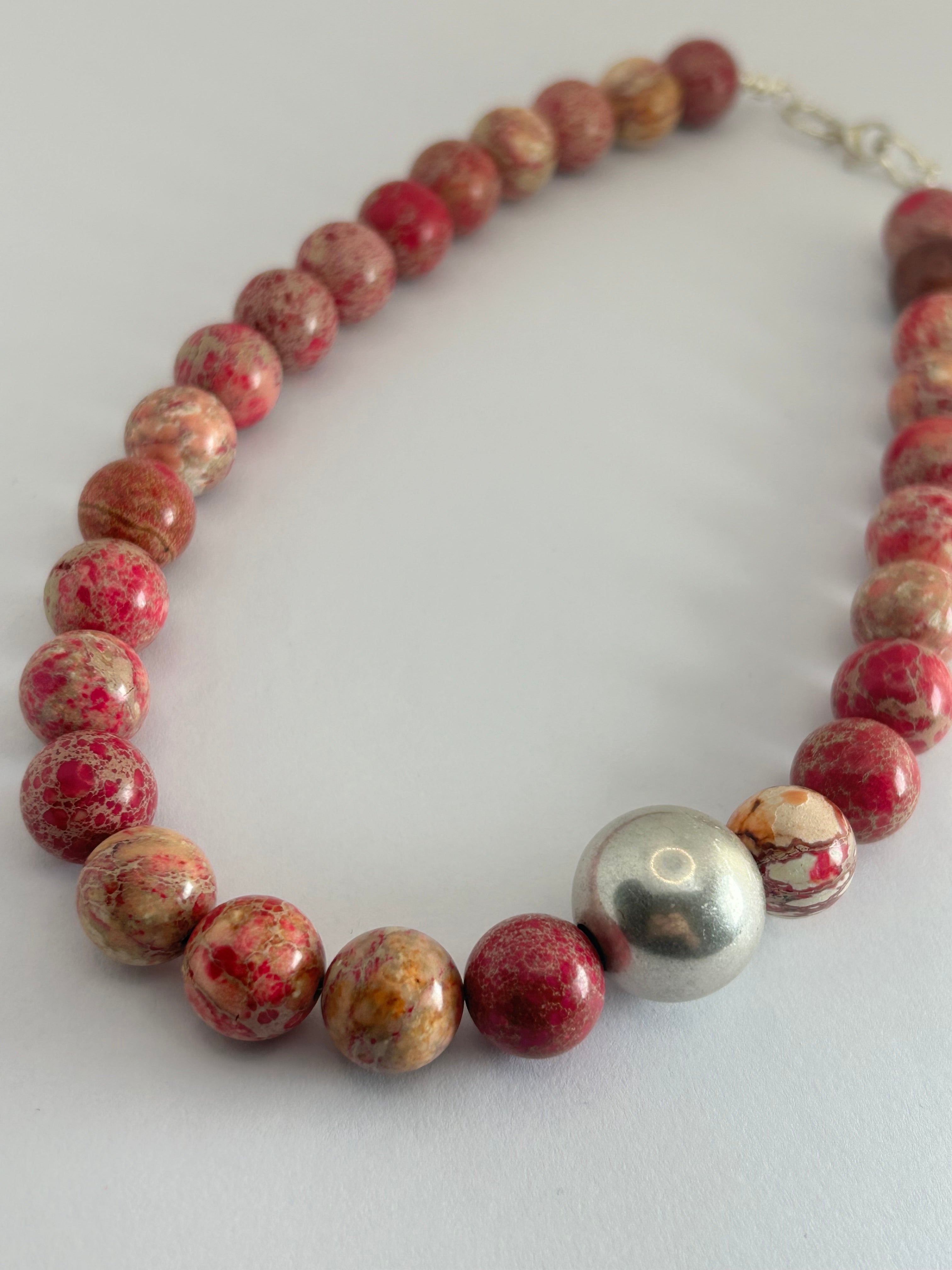 Large Pink Imperial Jasper Necklace