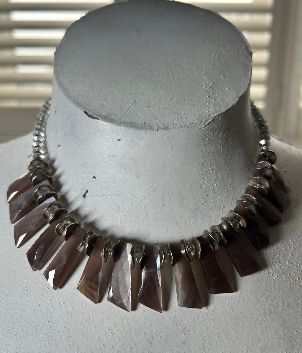 Chocolate Moonstone Fan Necklace
