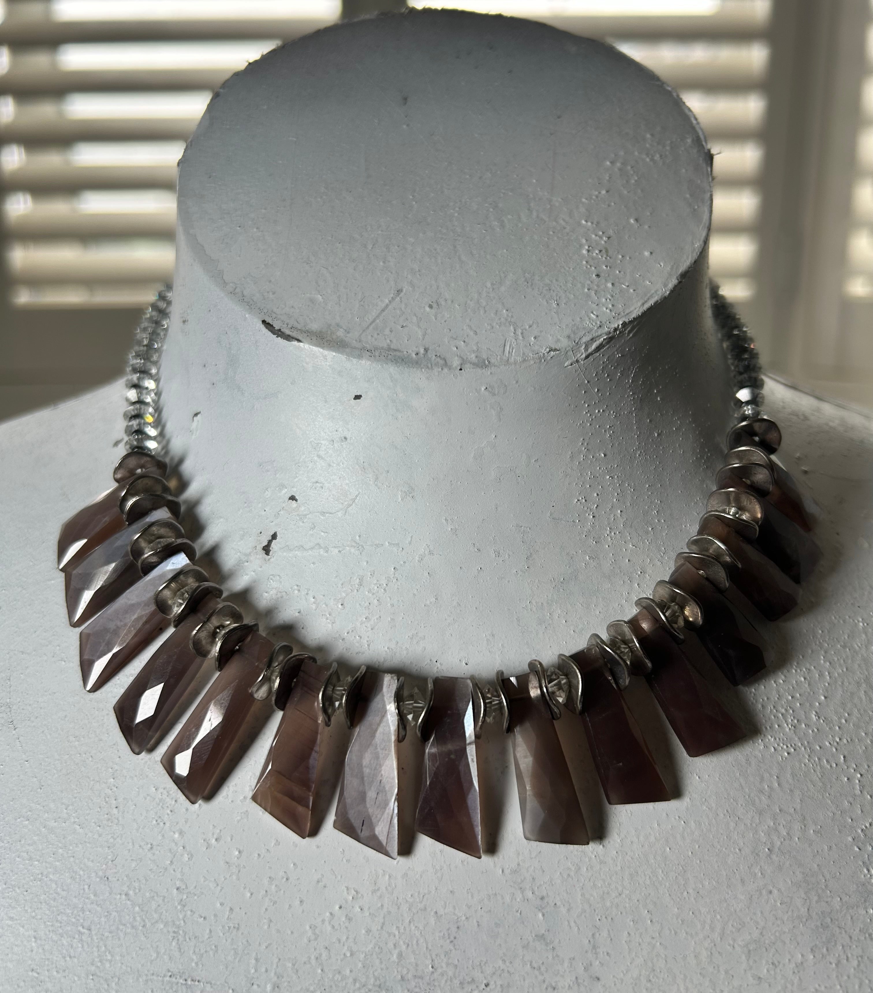 Chocolate Moonstone Fan Necklace