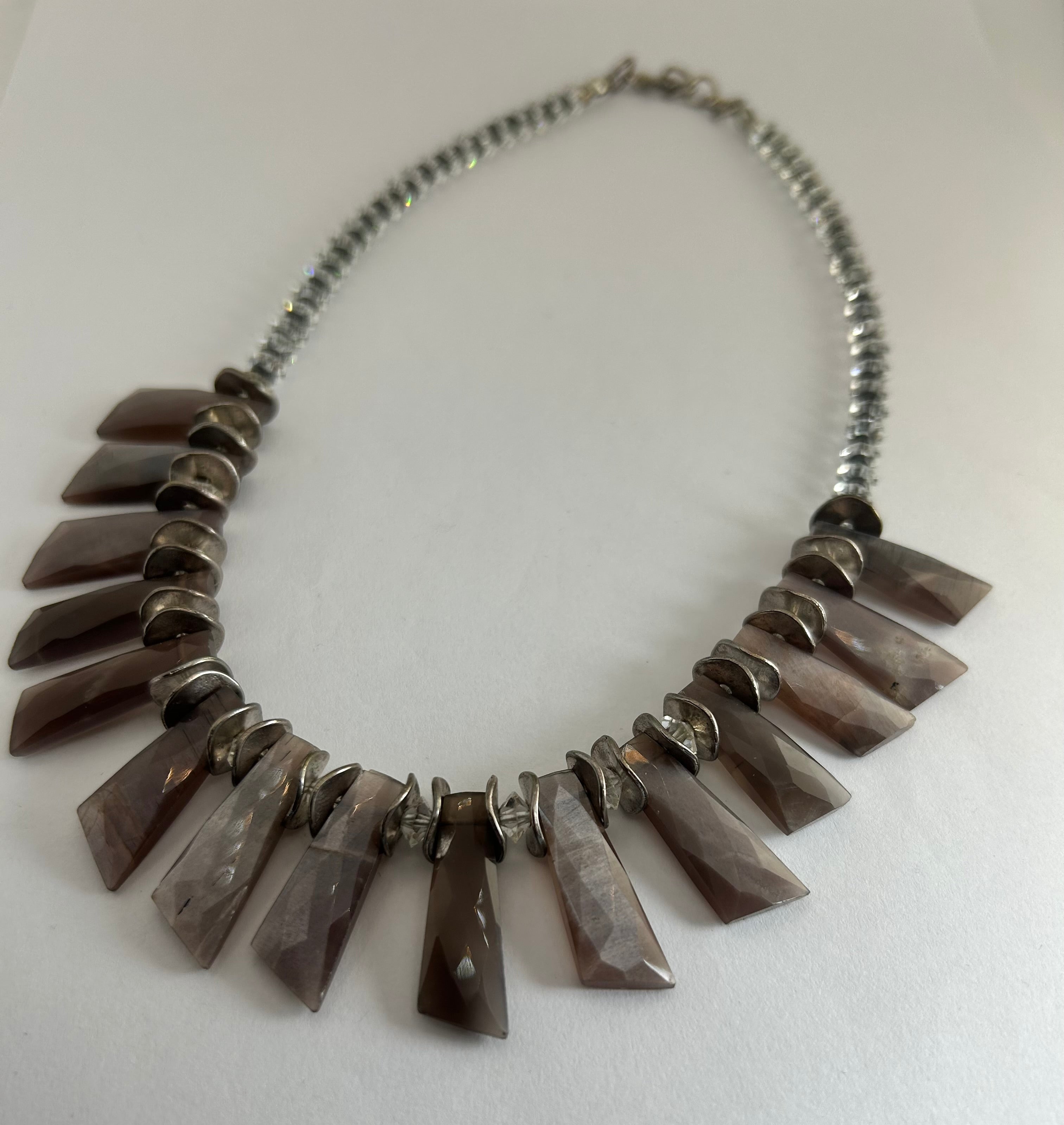 Chocolate Moonstone Fan Necklace