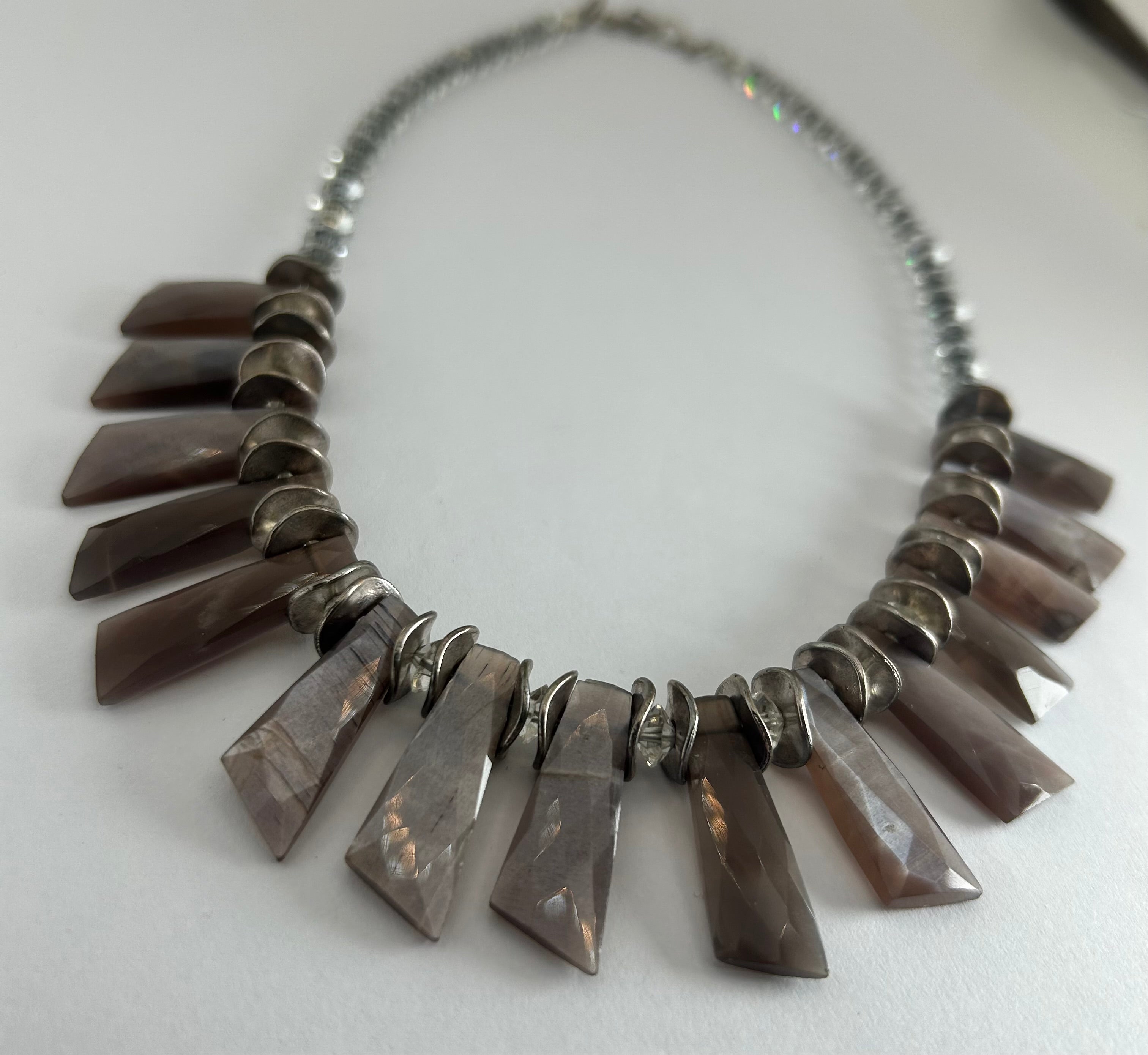 Chocolate Moonstone Fan Necklace