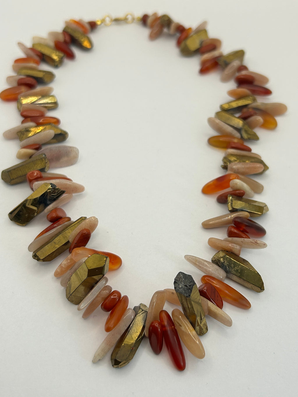 Rock Crystal, Sunstone & Carnelian Spike Necklace