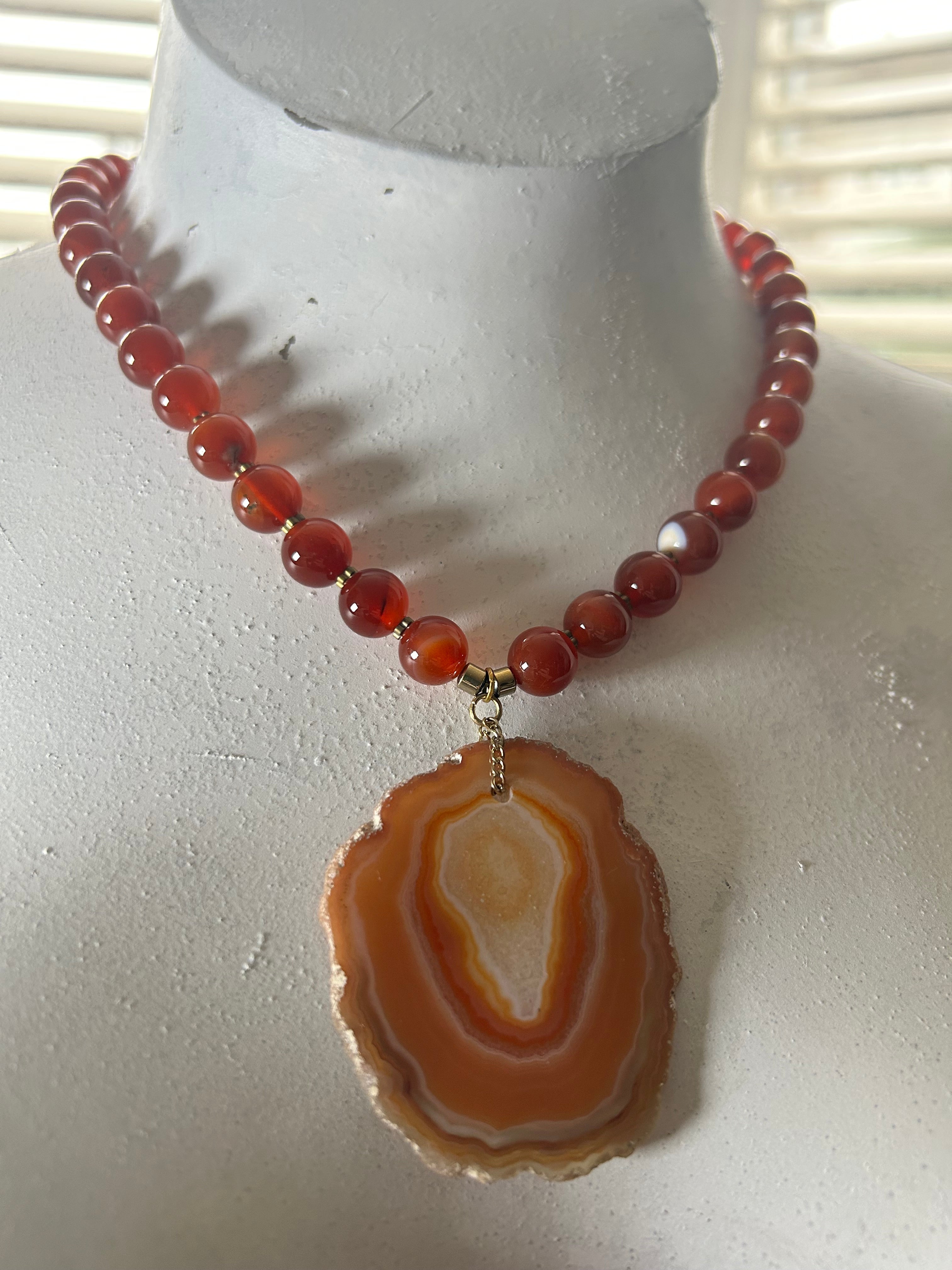 Carnelian Agate Slice Necklace