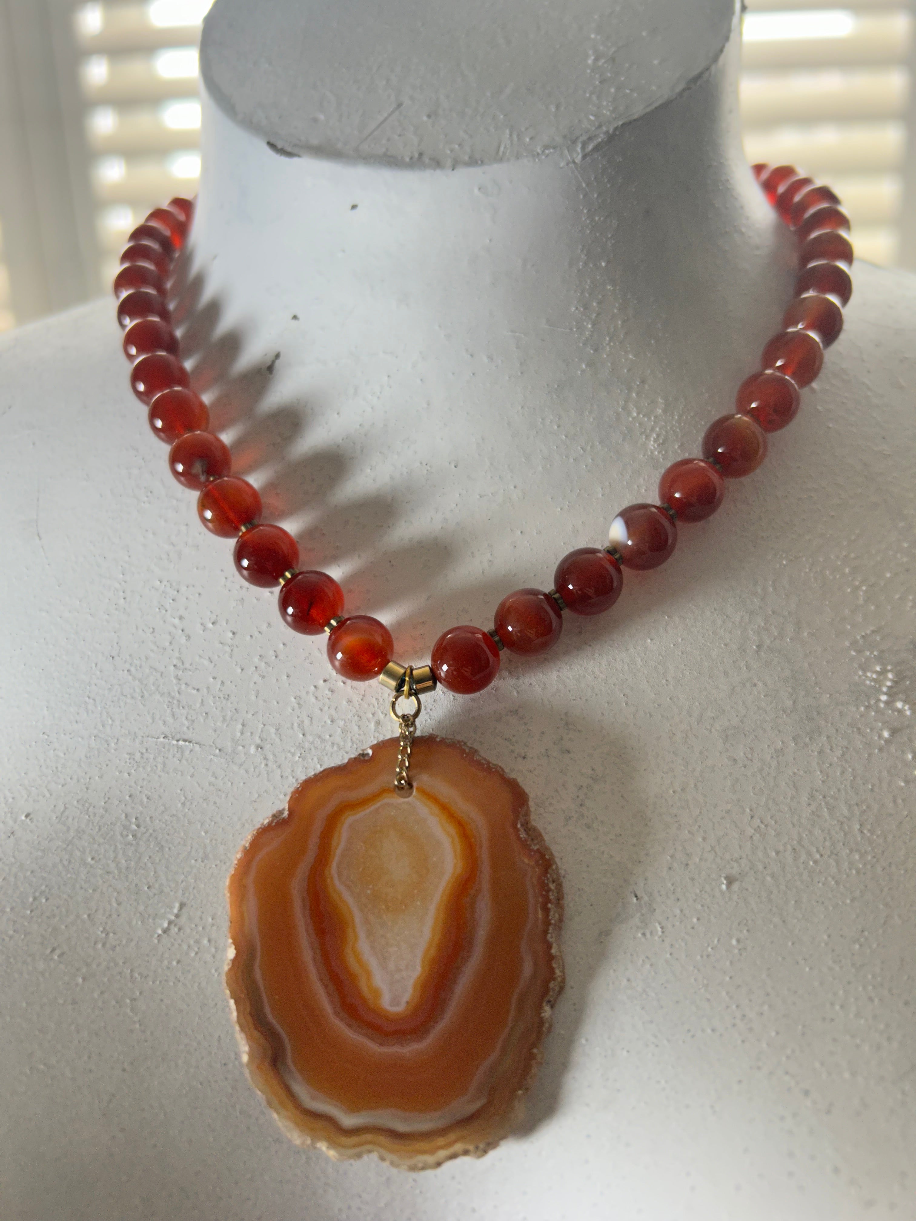 Carnelian Agate Slice Necklace