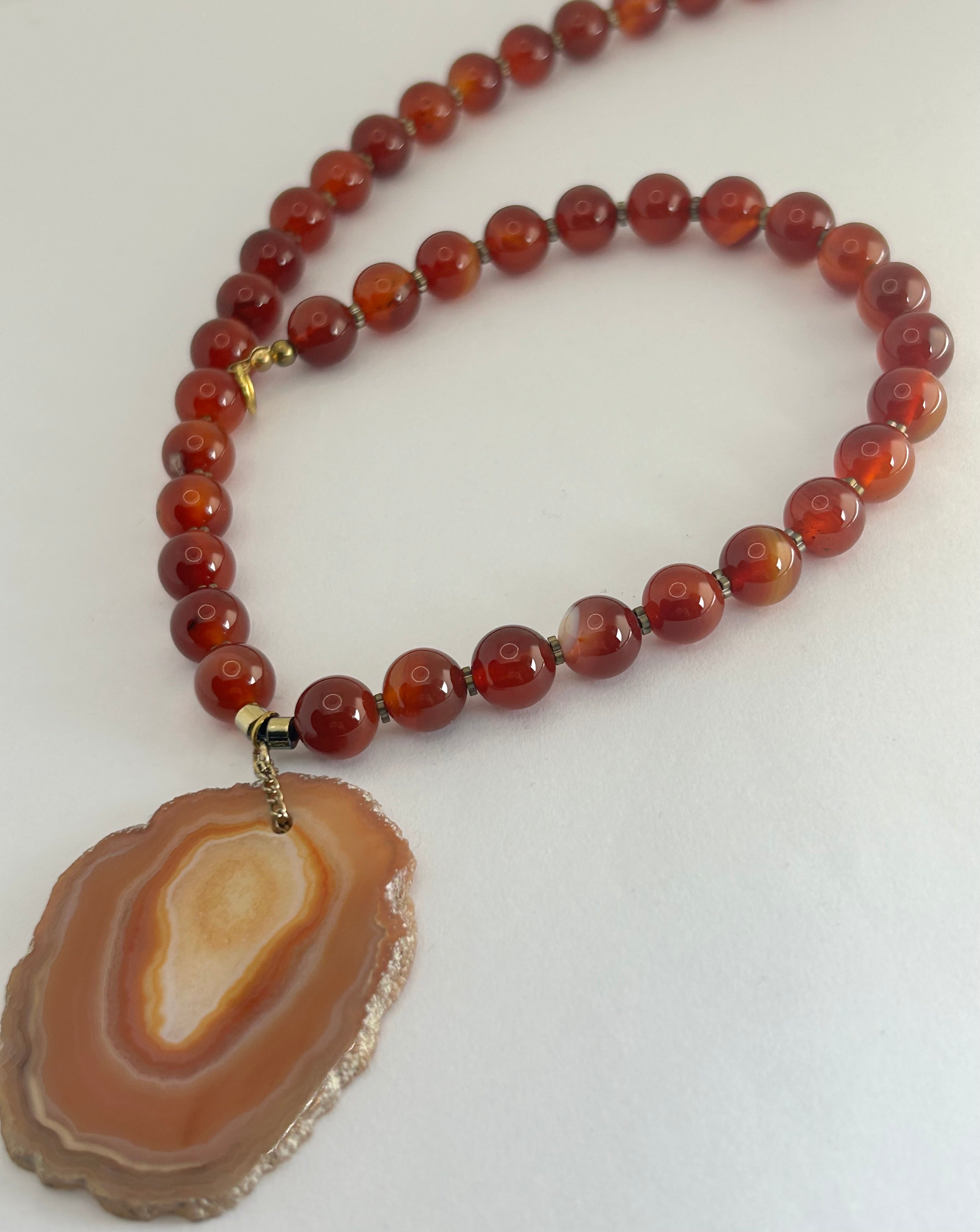 Carnelian Agate Slice Necklace