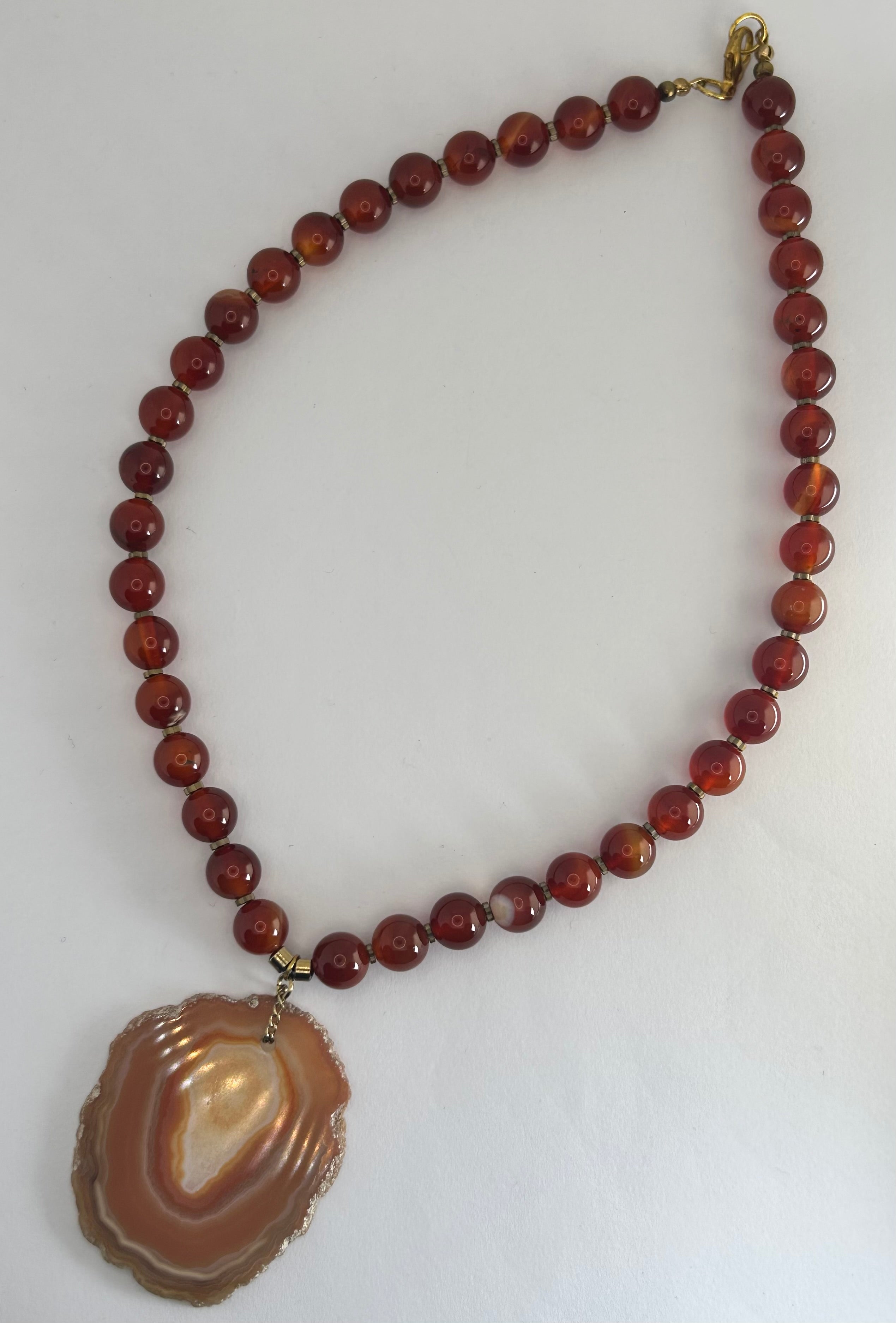 Carnelian Agate Slice Necklace