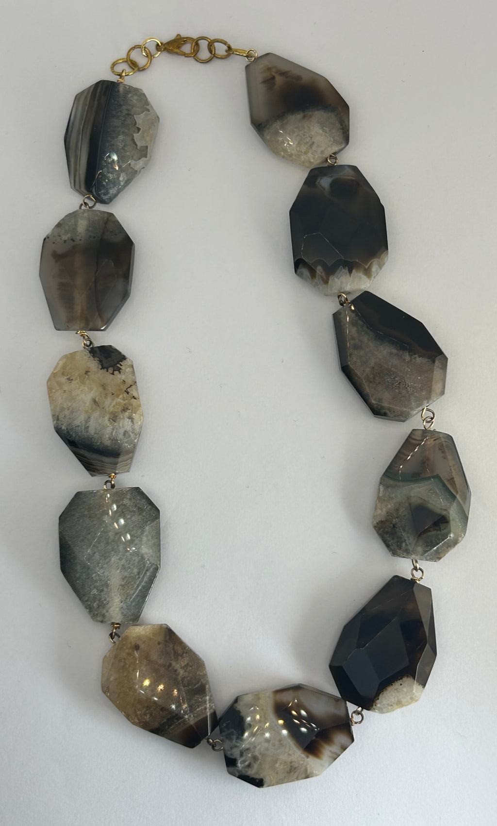 Brown Agate on Gold Plate Necklace