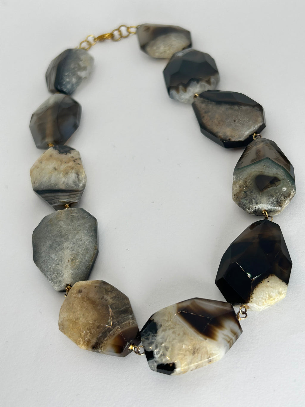 Brown Agate on Gold Plate Necklace
