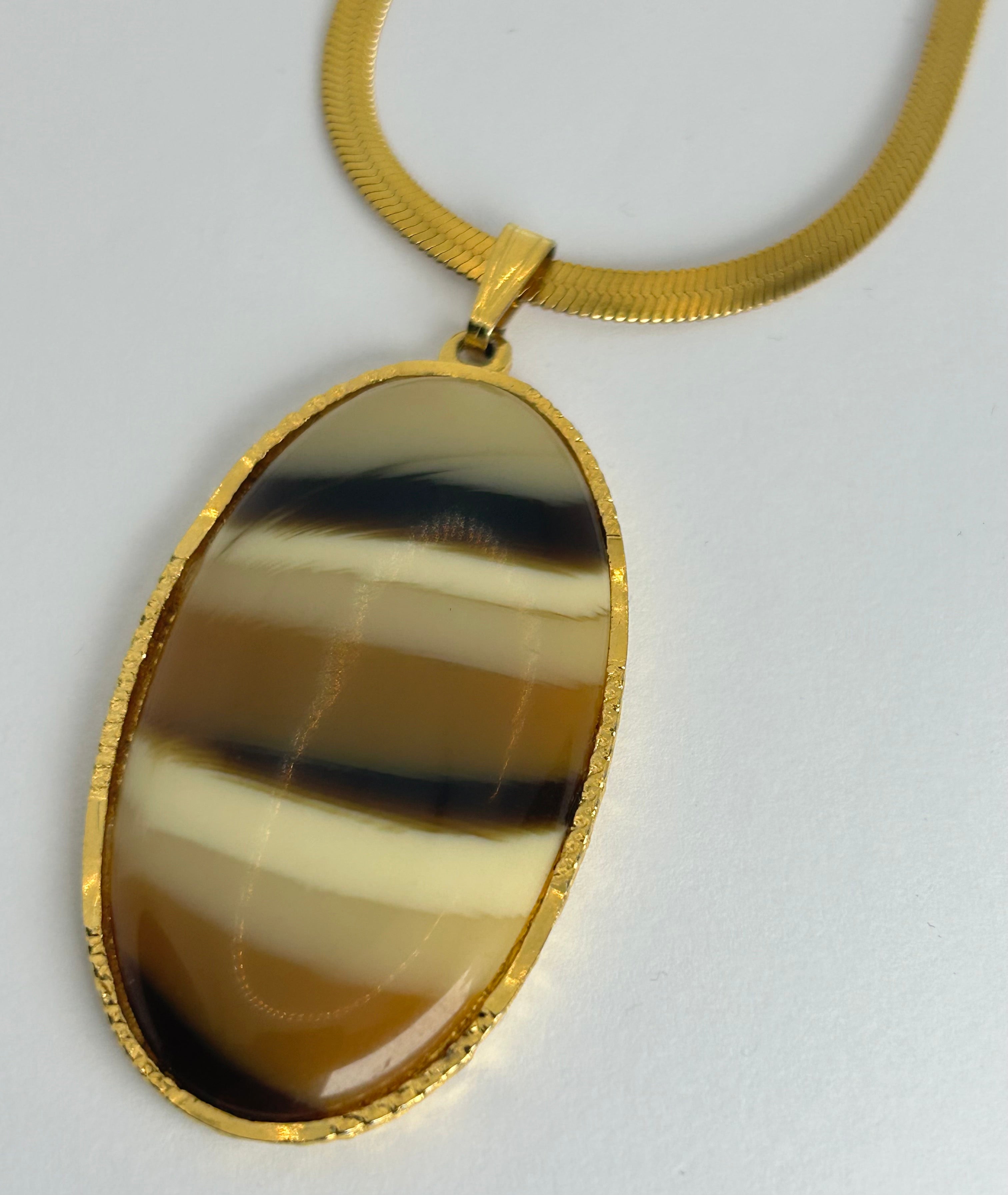 Agate Pendant on Vintage Gold Chain
