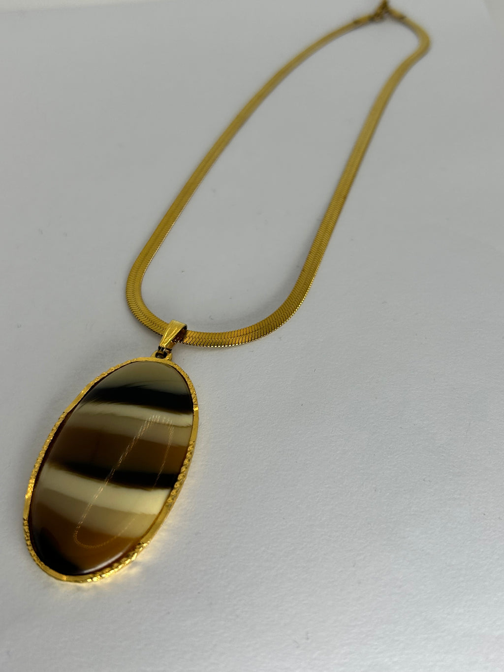 Agate Pendant on Vintage Gold Chain