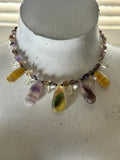 Super Seven Fluorite Fan Necklace