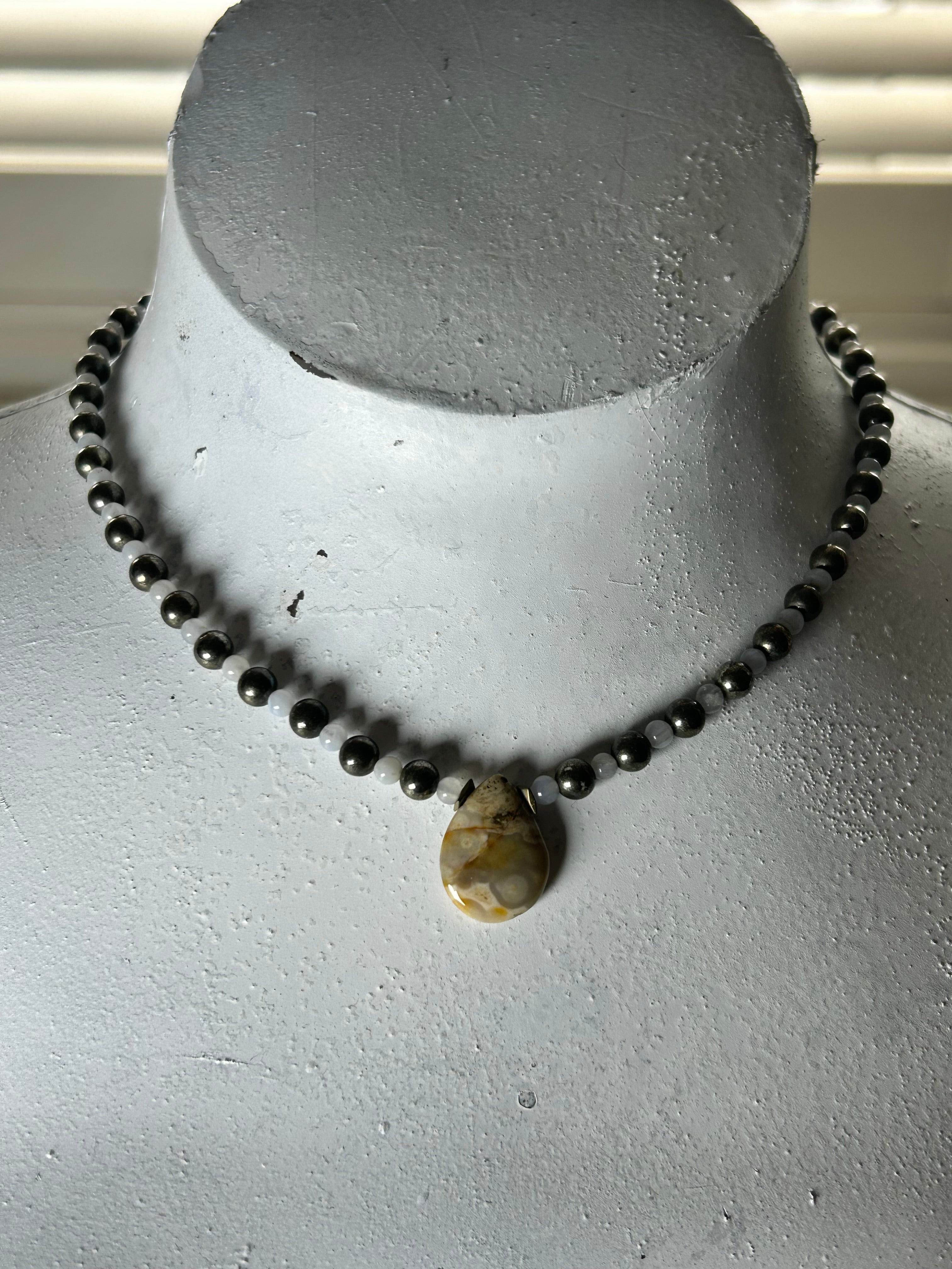 Jasper & Pyrite V Necklace