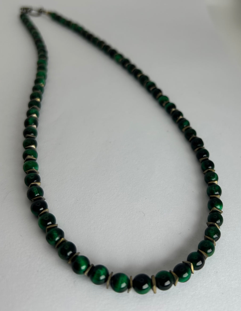 Green Cats Eye & Hematite Necklace