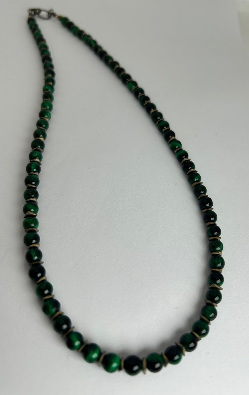 Green Cats Eye & Hematite Necklace