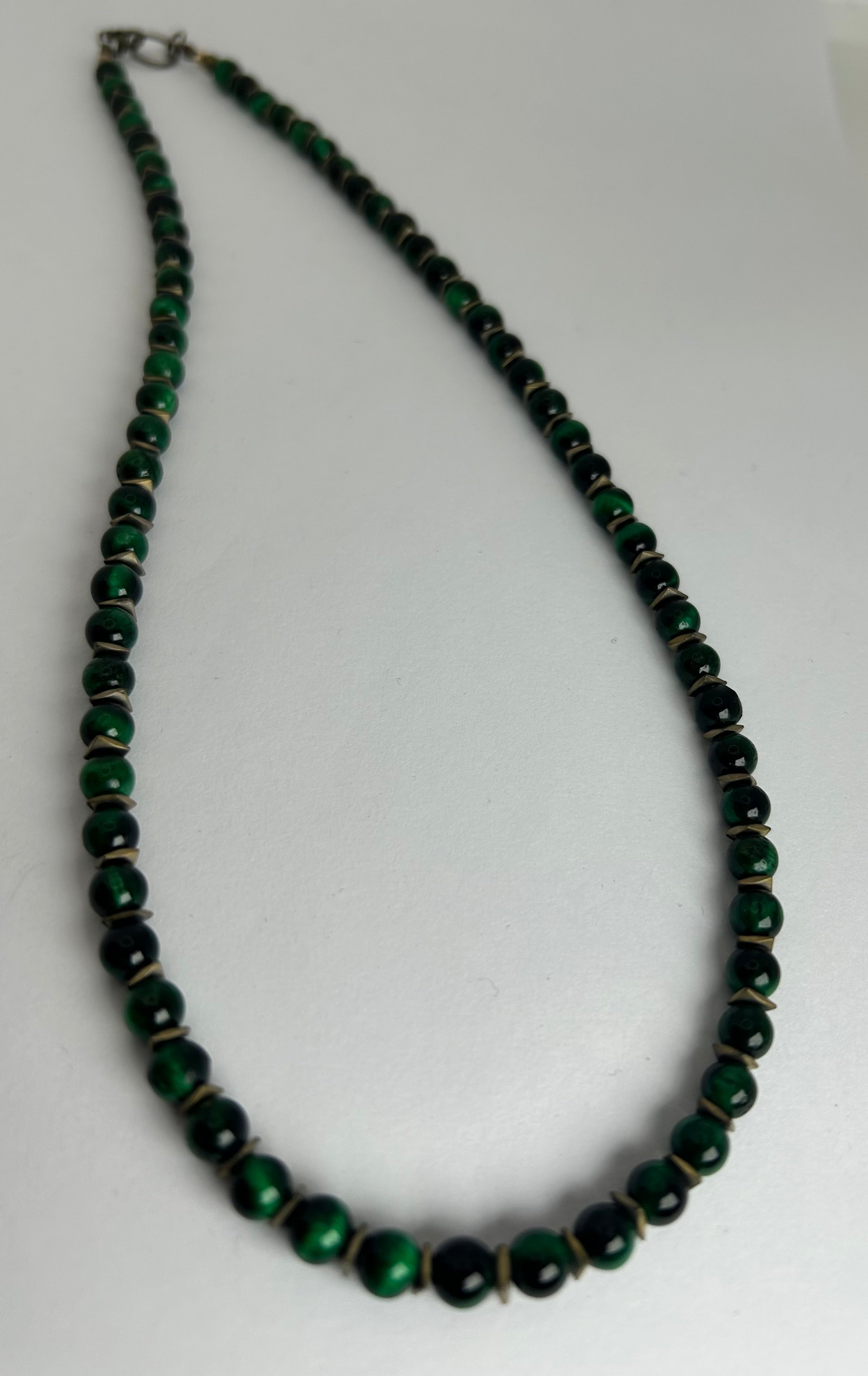 Green Cats Eye & Hematite Necklace