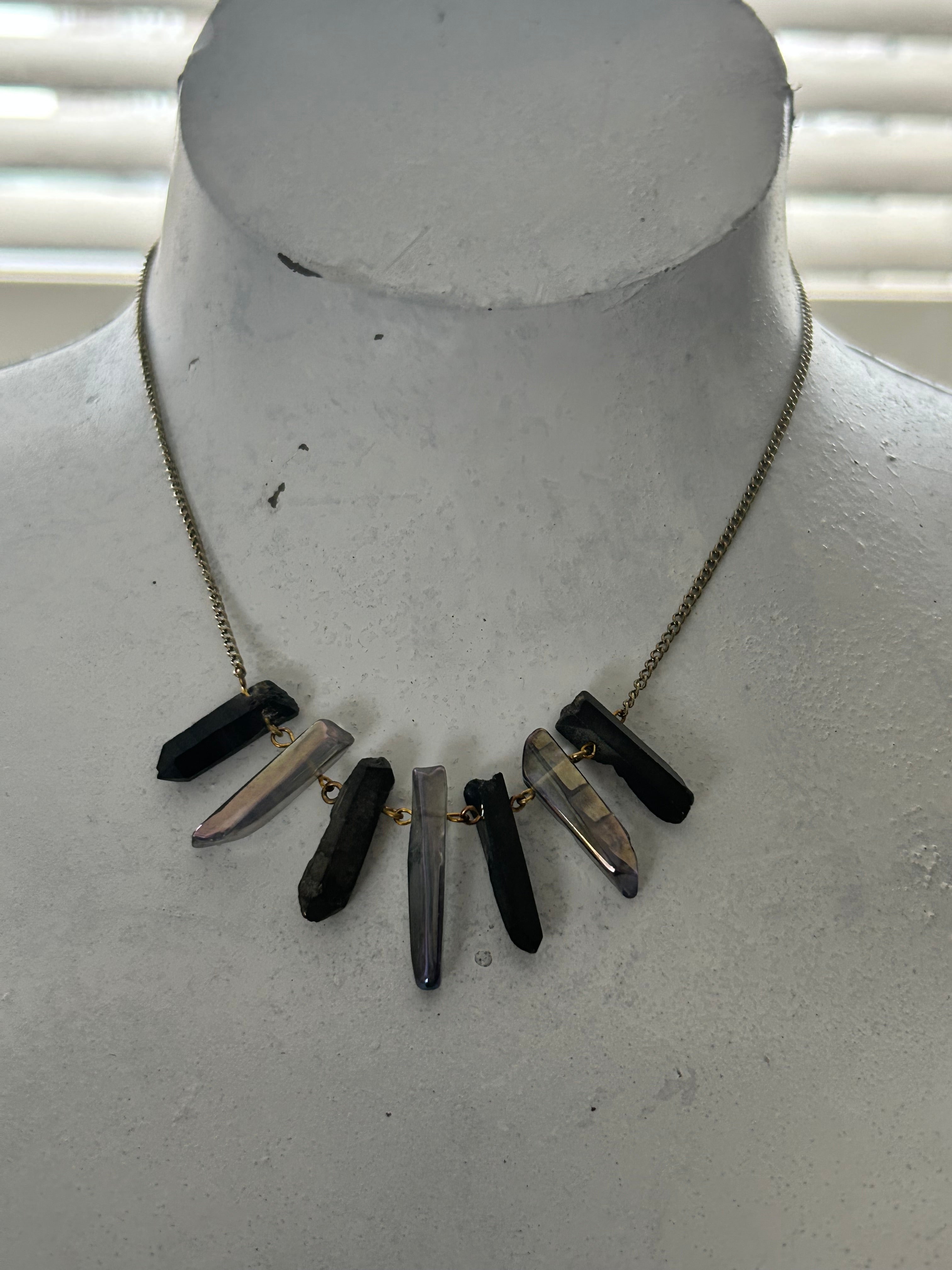 Mini Rock Crysal Fan Necklace