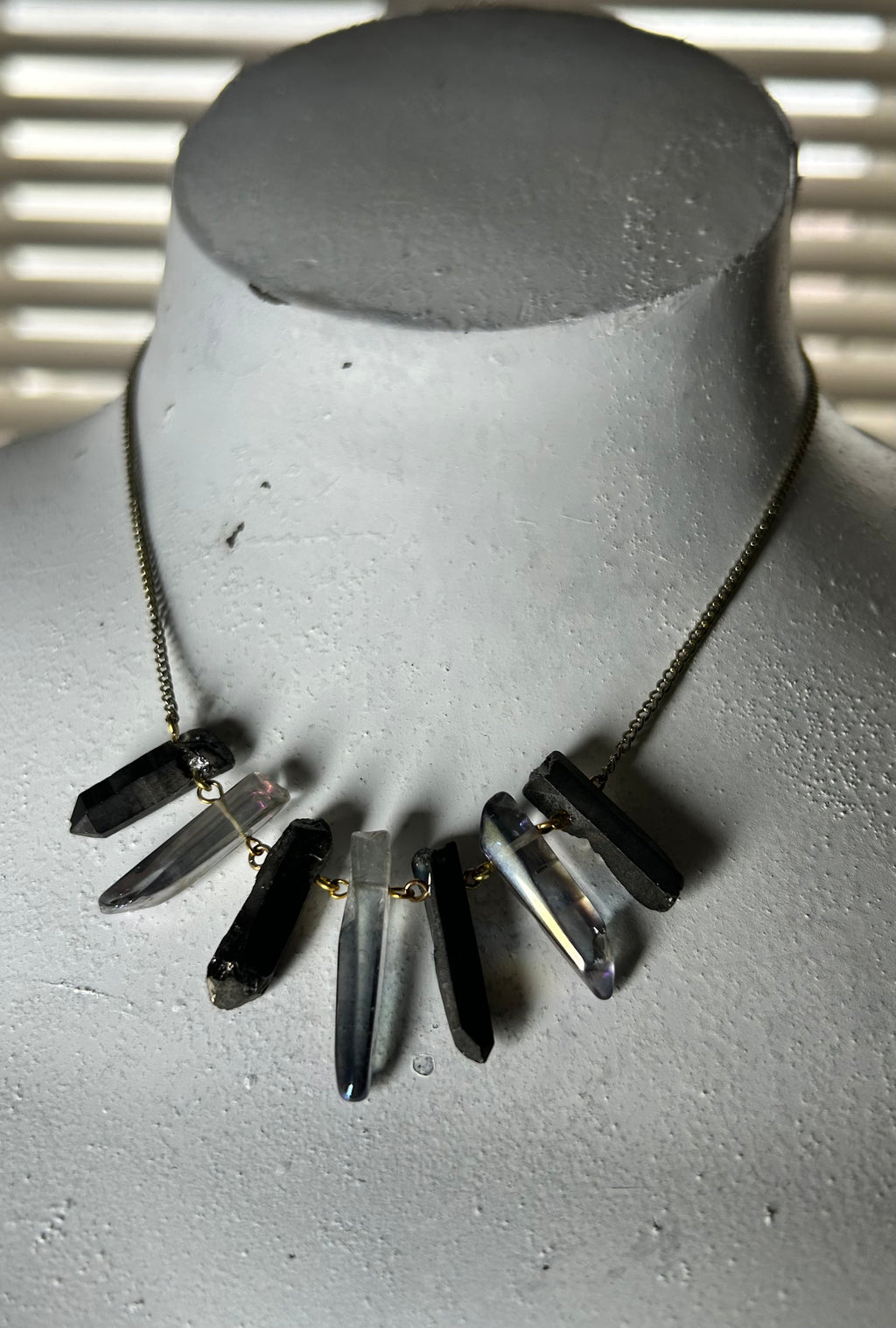 Mini Rock Crysal Fan Necklace