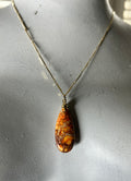 Orange Imperial Jasper Pendant Necklace on Gold Plate