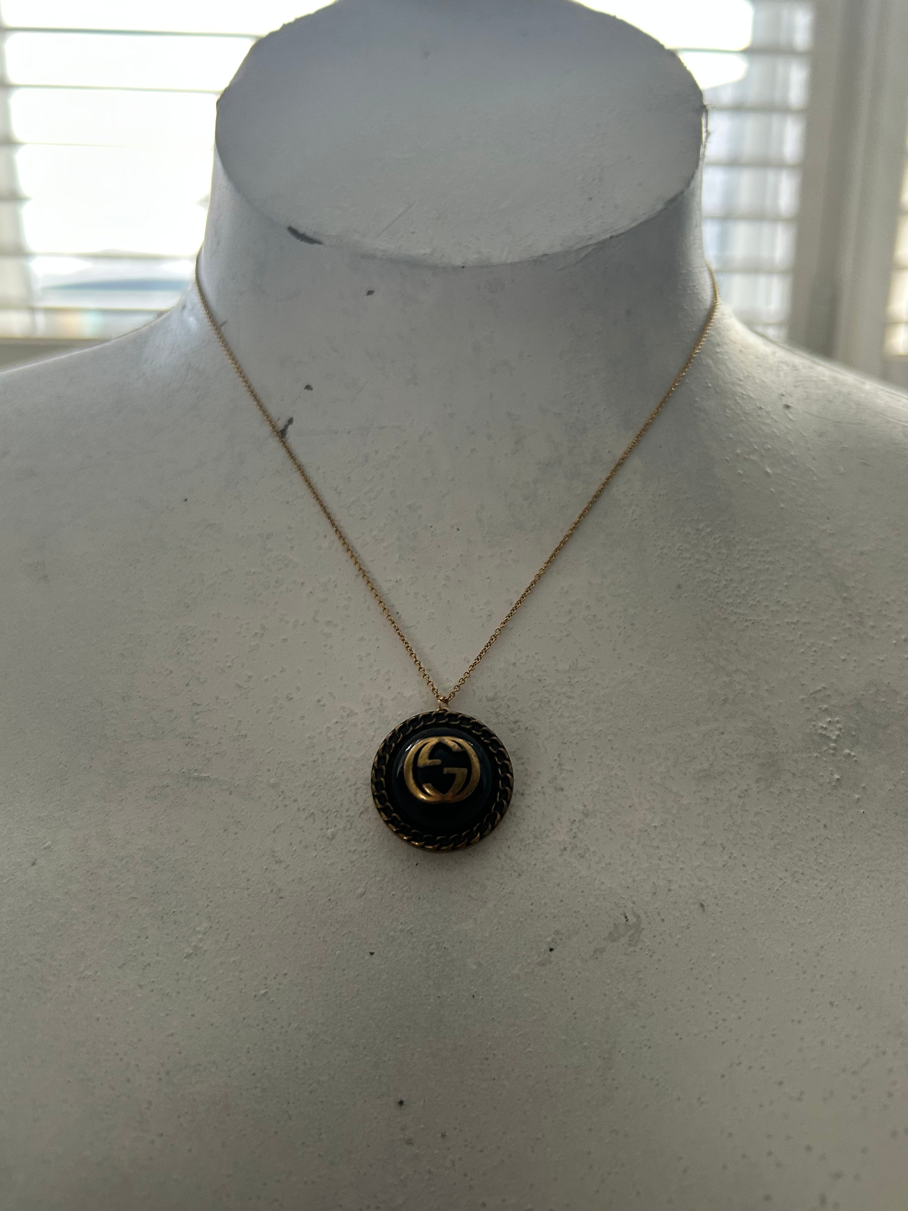 Vintage Gucci Button on 14ct Gold Filled Necklace