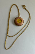 Vintage Pink Chanel Button 14ct Gold Filled Necklace