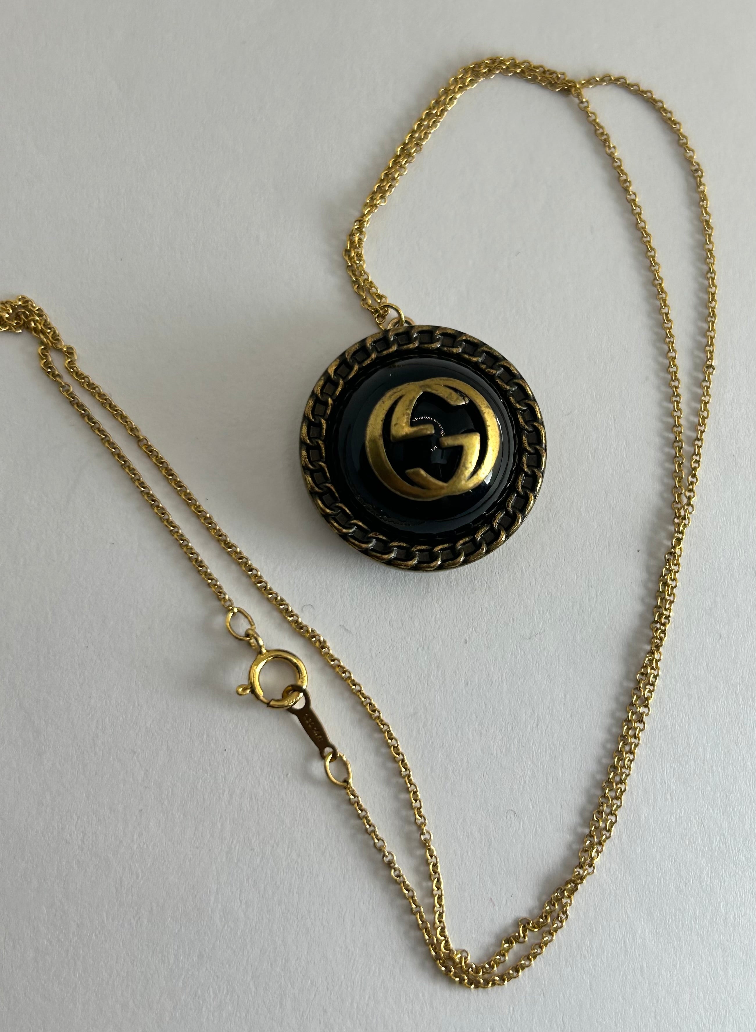 Vintage Gucci Button on 14ct Gold Filled Necklace