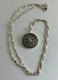 Vintage Chanel Button on Sterling Silver Chain Necklace