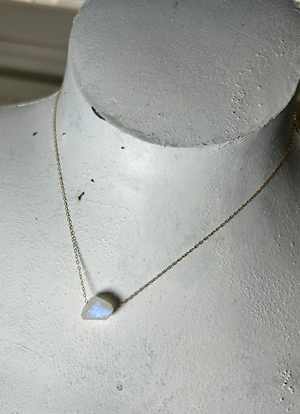 Rainbow Moonstone (7) on 14ct Gold Filled Chain Necklace