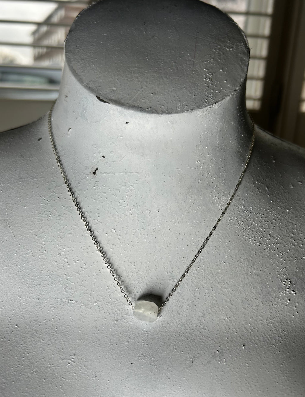 Rainbow Moonstone on Sterling Silver Chain Necklace