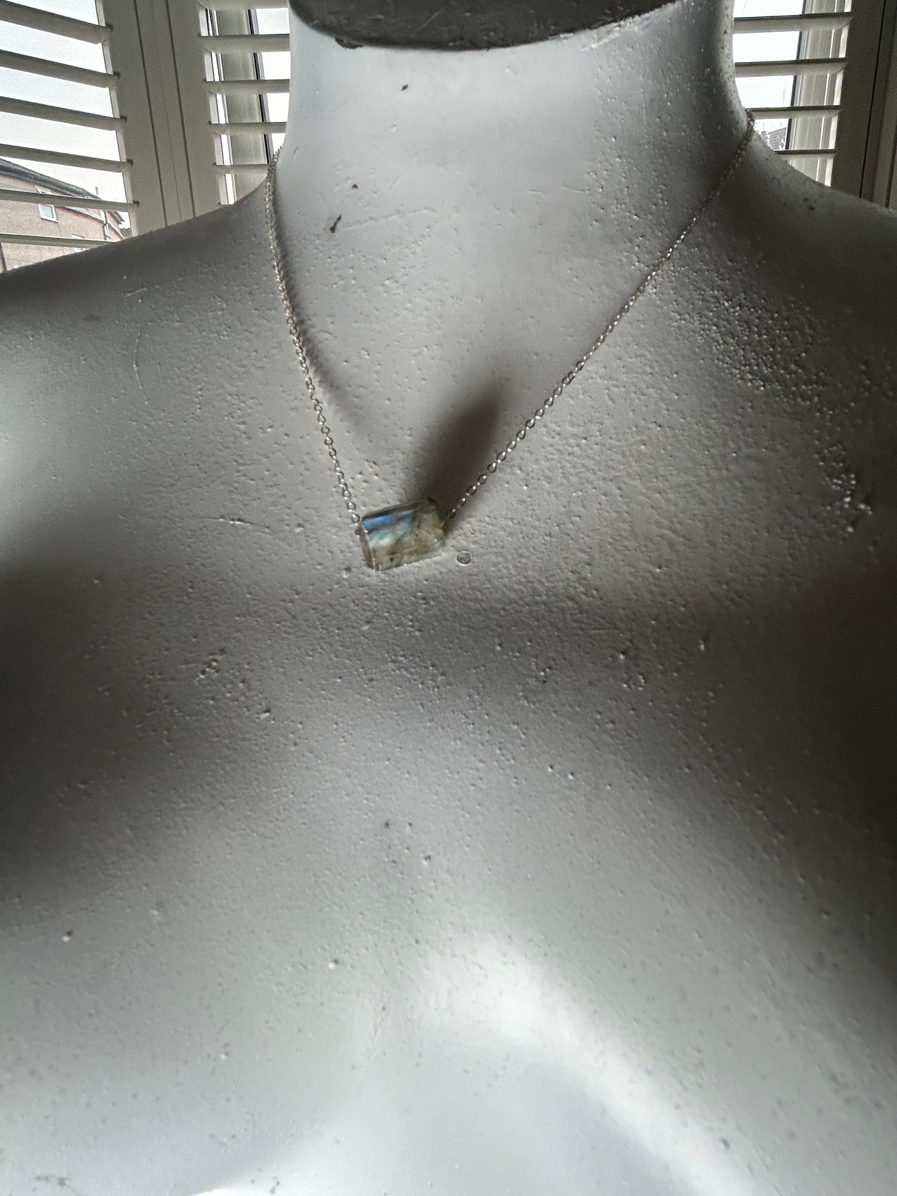 Rainbow Labradorite (11) on Sterling Silver Chain Necklace
