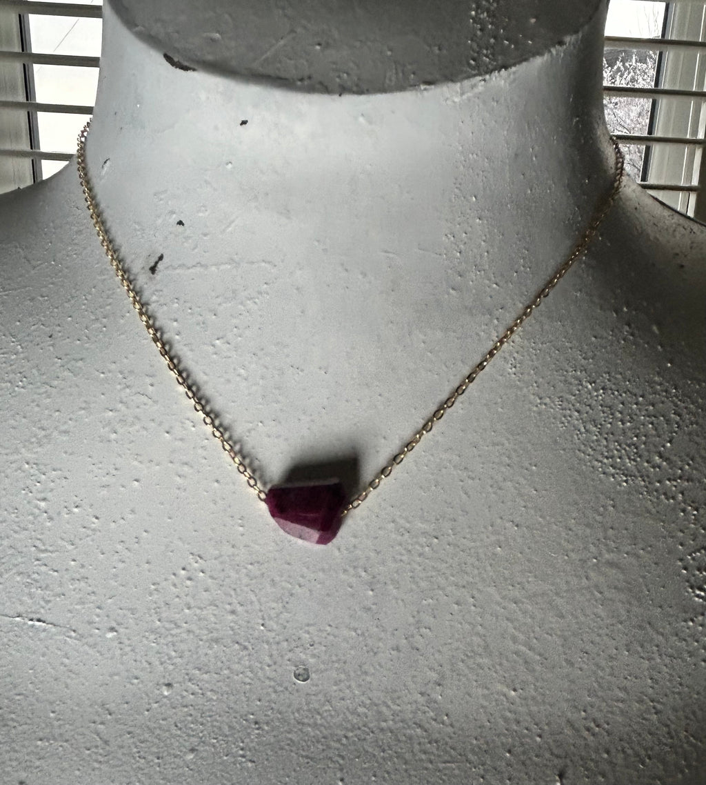 Ruby (9) on 14ct Gold Filled Chain Necklace
