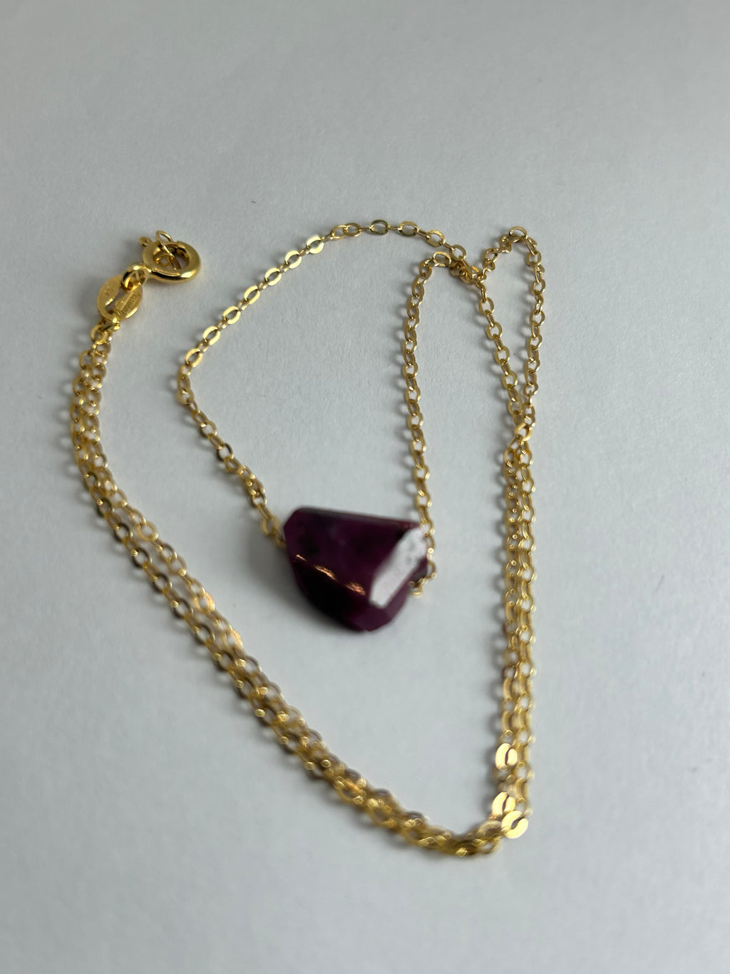 Ruby (9) on 14ct Gold Filled Chain Necklace