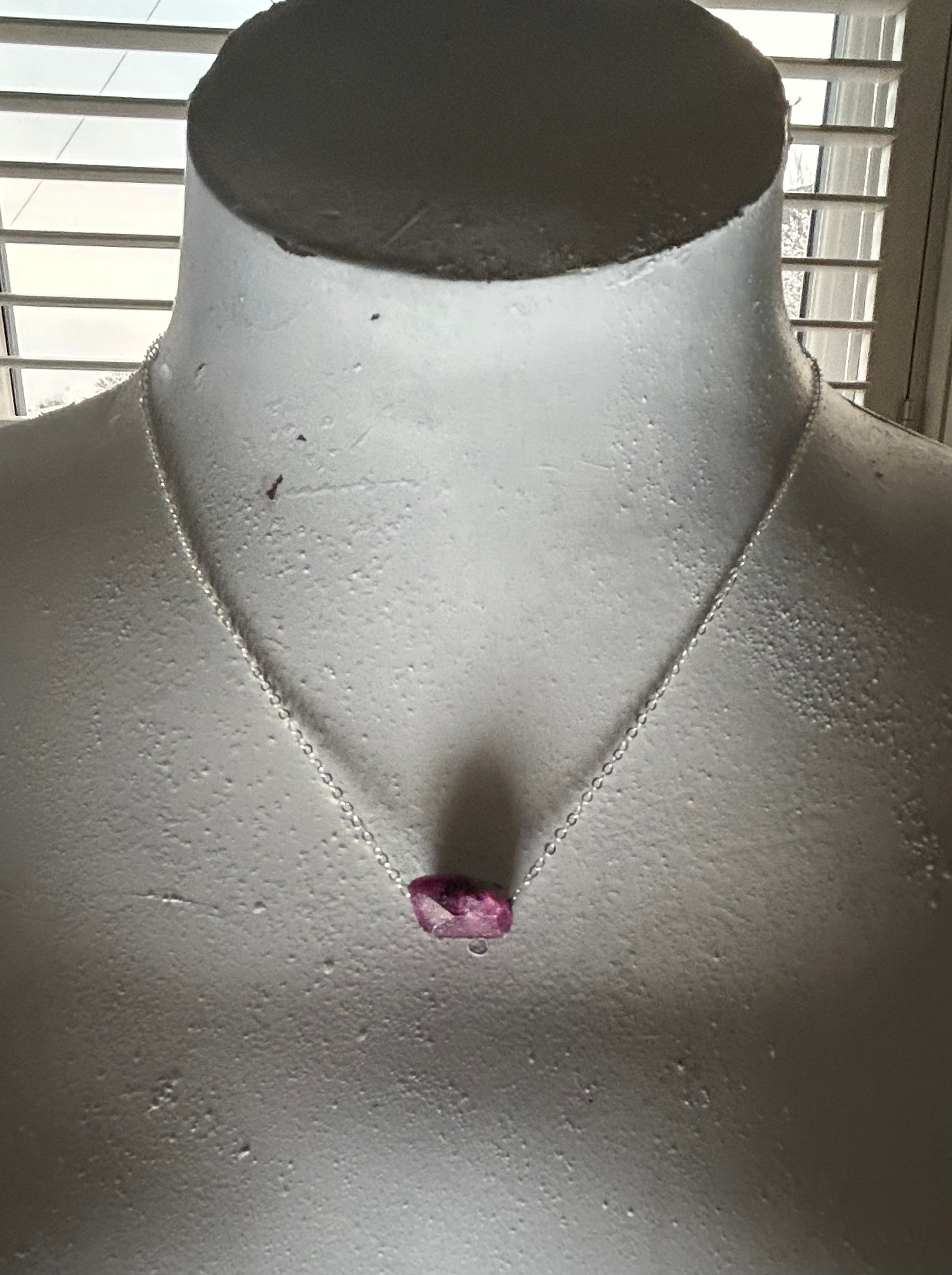 Ruby (10) on Sterling Silver Chain Necklace