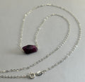 Ruby (10) on Sterling Silver Chain Necklace