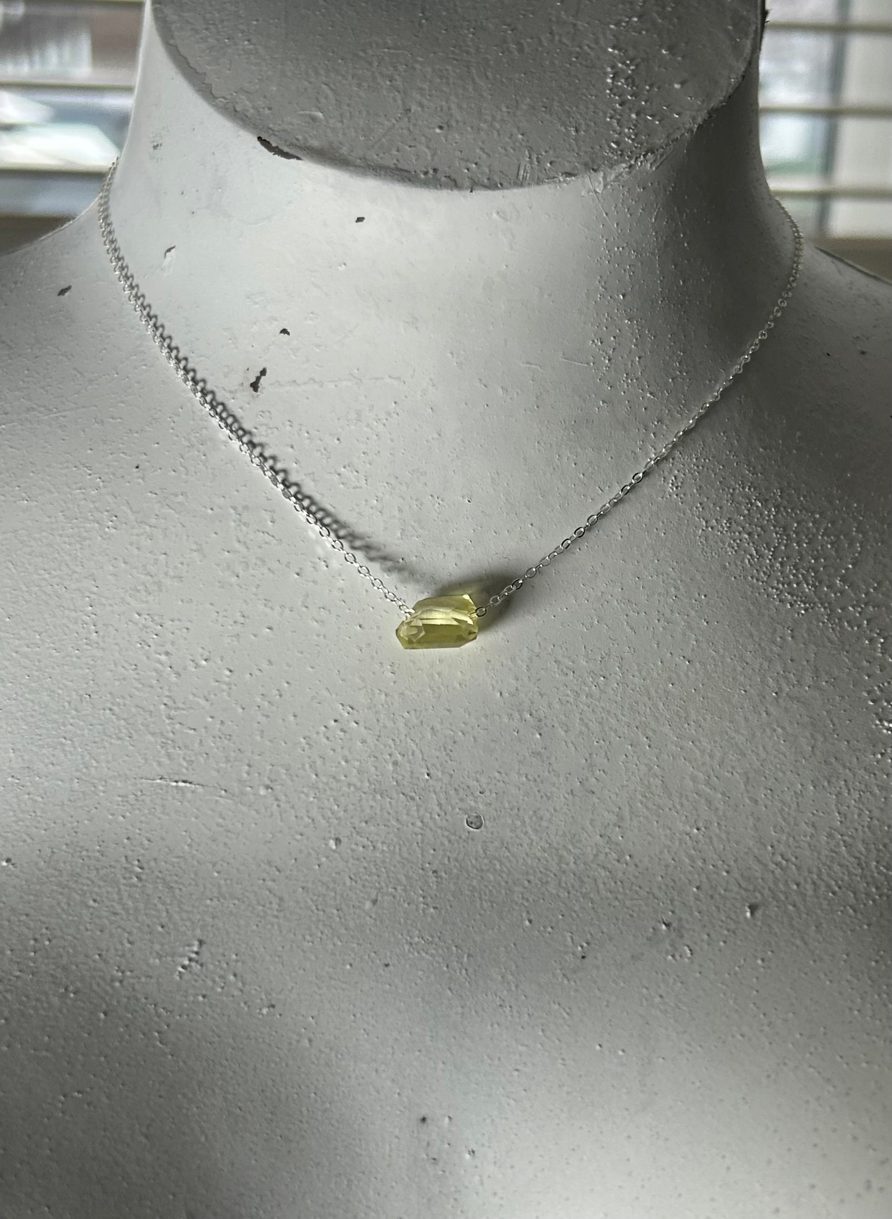 Lemon Quartz (13) on Sterling Silver Chain Necklace